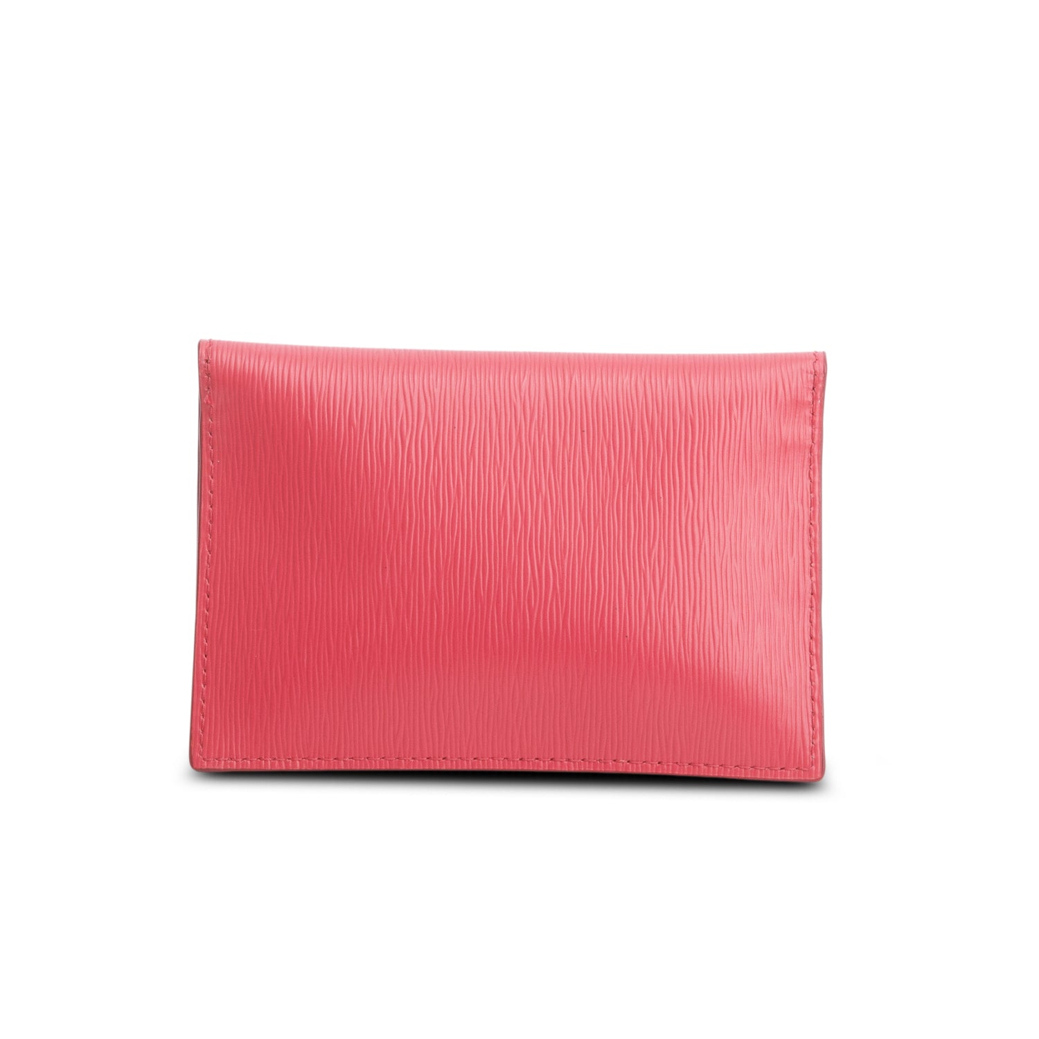 Prada Pink Saffiano Enamel Triangle Flap Card Holder w/ Box