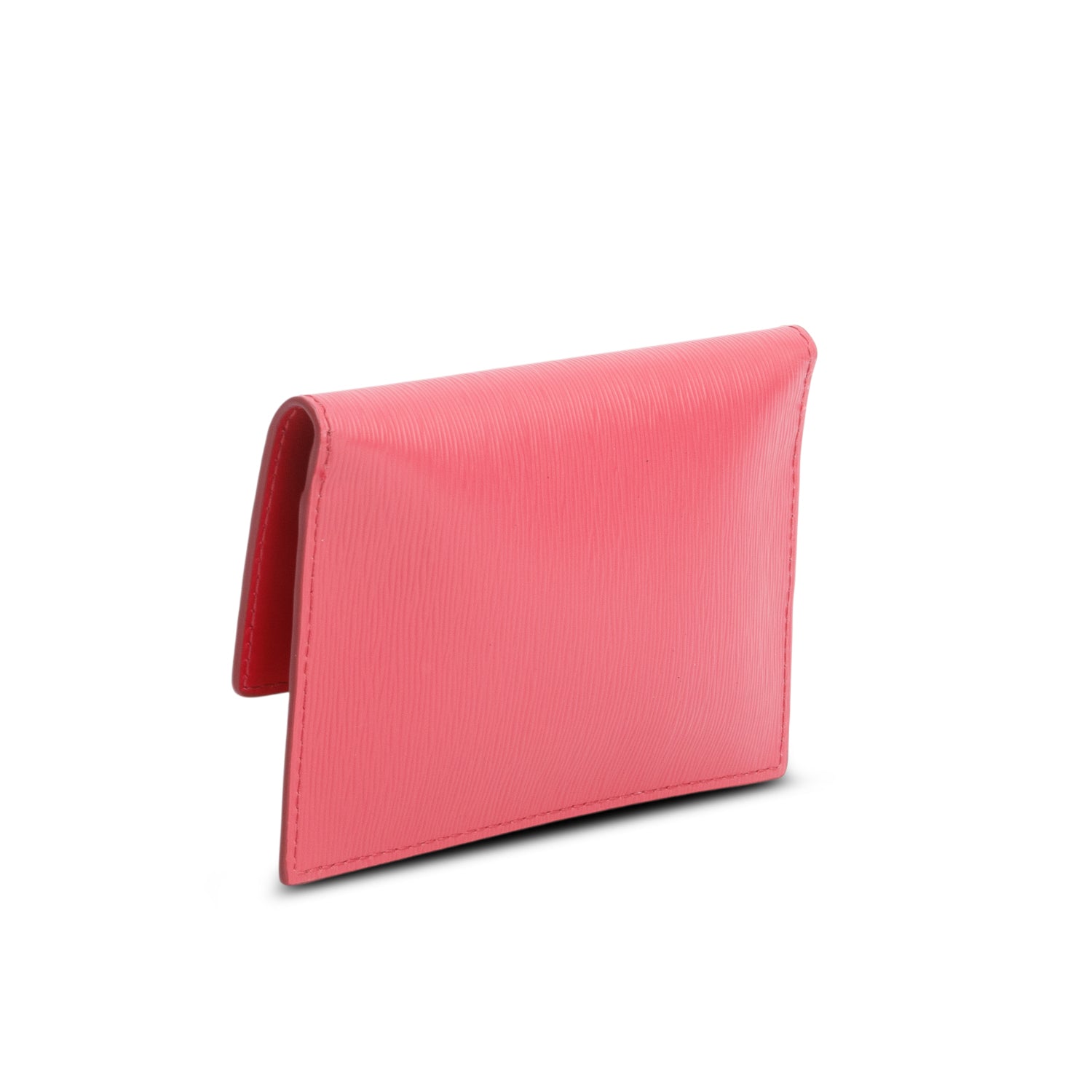 Prada Pink Saffiano Enamel Triangle Flap Card Holder w/ Box