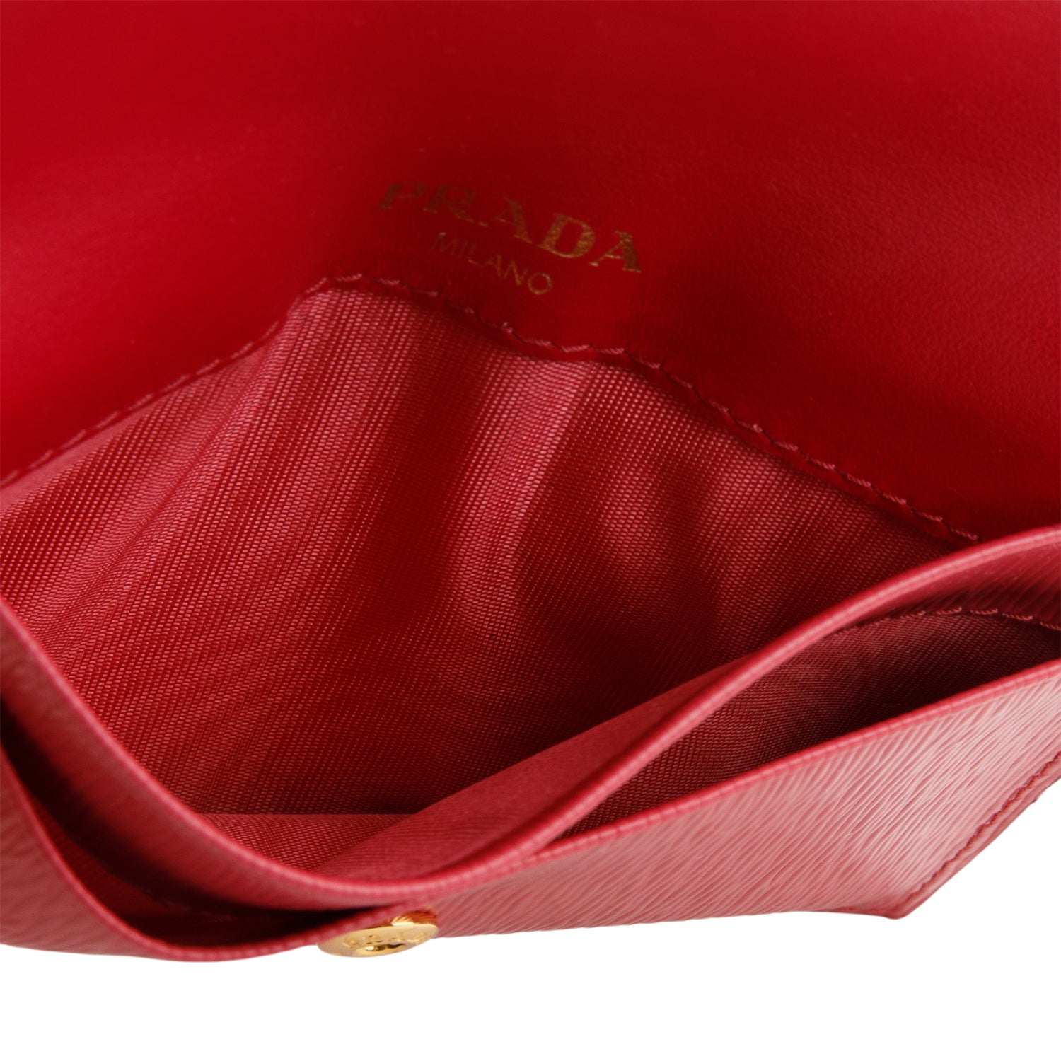 Prada Pink Saffiano Enamel Triangle Flap Card Holder w/ Box