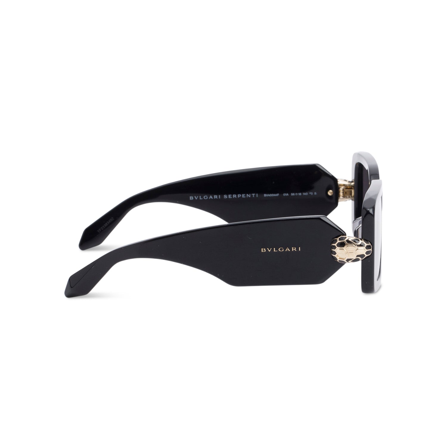Bulgari BV40044F Black Acetate Serpenti Forever Rectangle Sunglasses