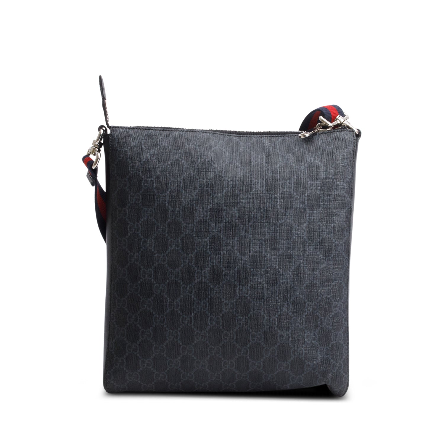 Gucci Black GG Supreme Canvas Calfskin Messenger Bag w/ Box