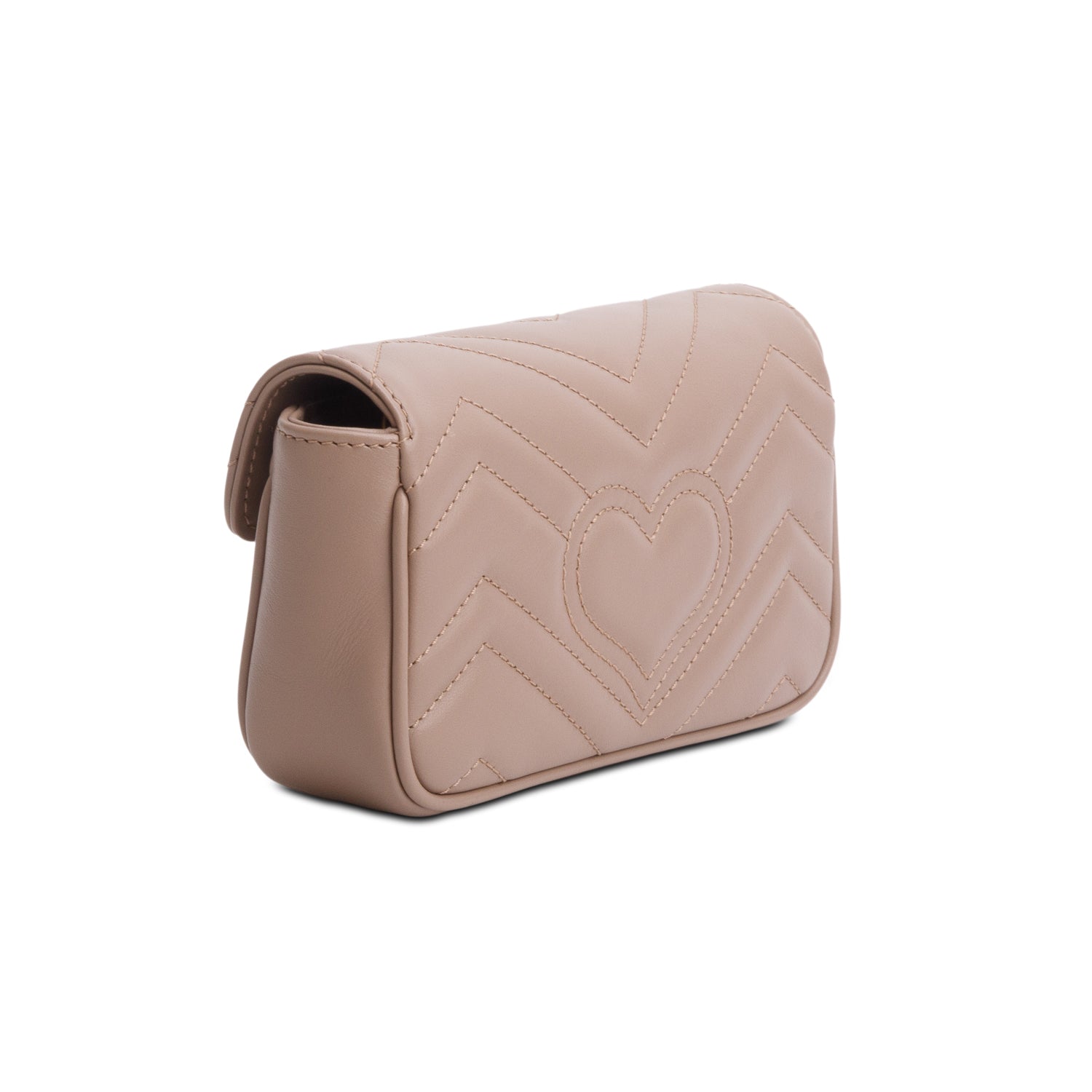 Gucci Taupe GG Marmont Matelasse Leather Super Mini Bag w/ Box