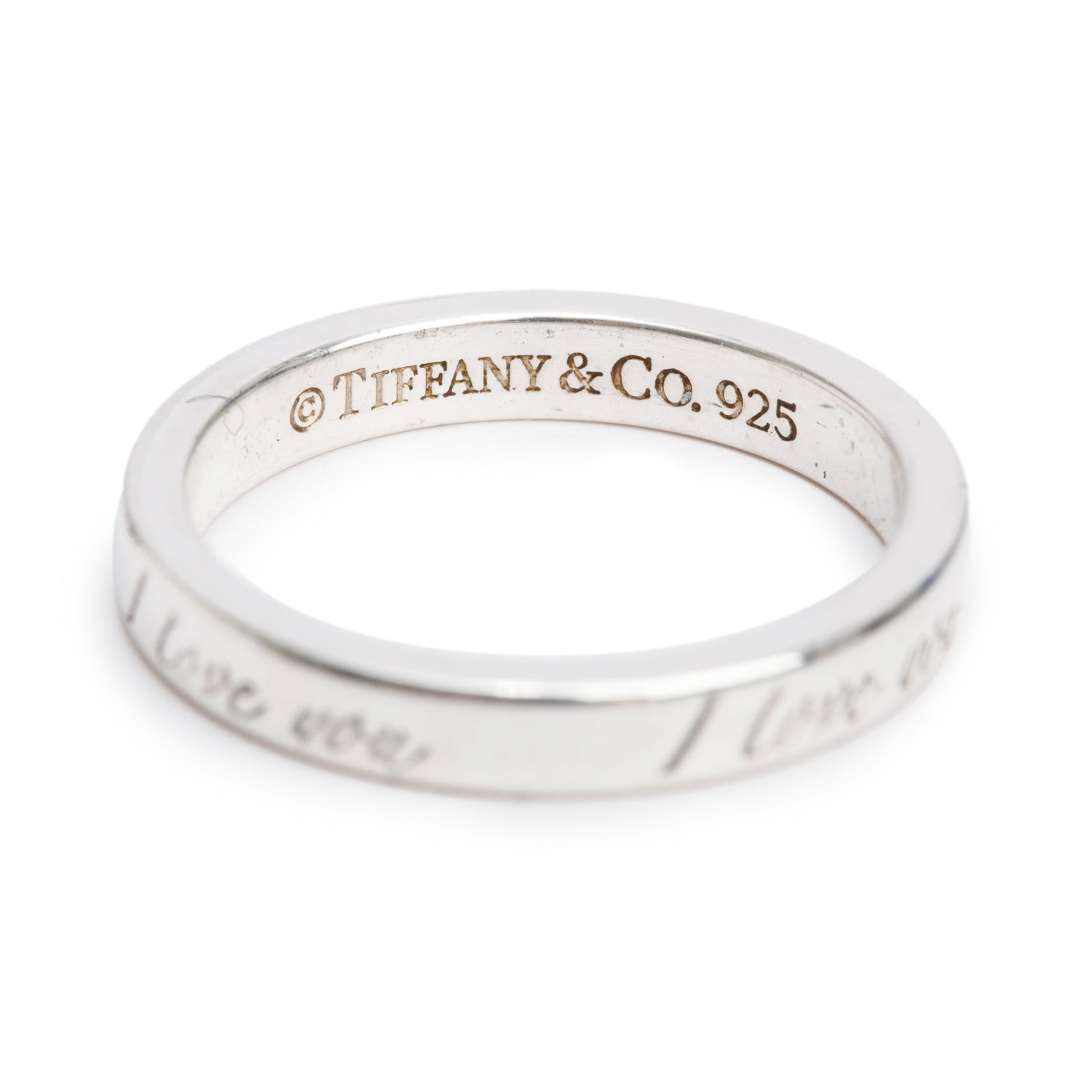 Tiffany & Co. Sterling Silver Notes "I Love You" Ring, Size 4.75