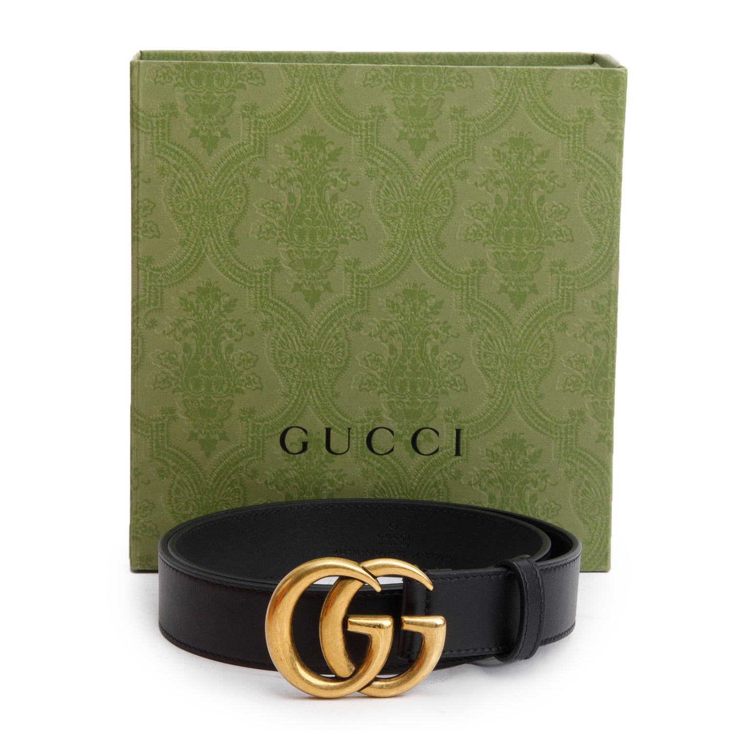 Gucci Black Calfskin Double G Belt 85 34 w/ Box