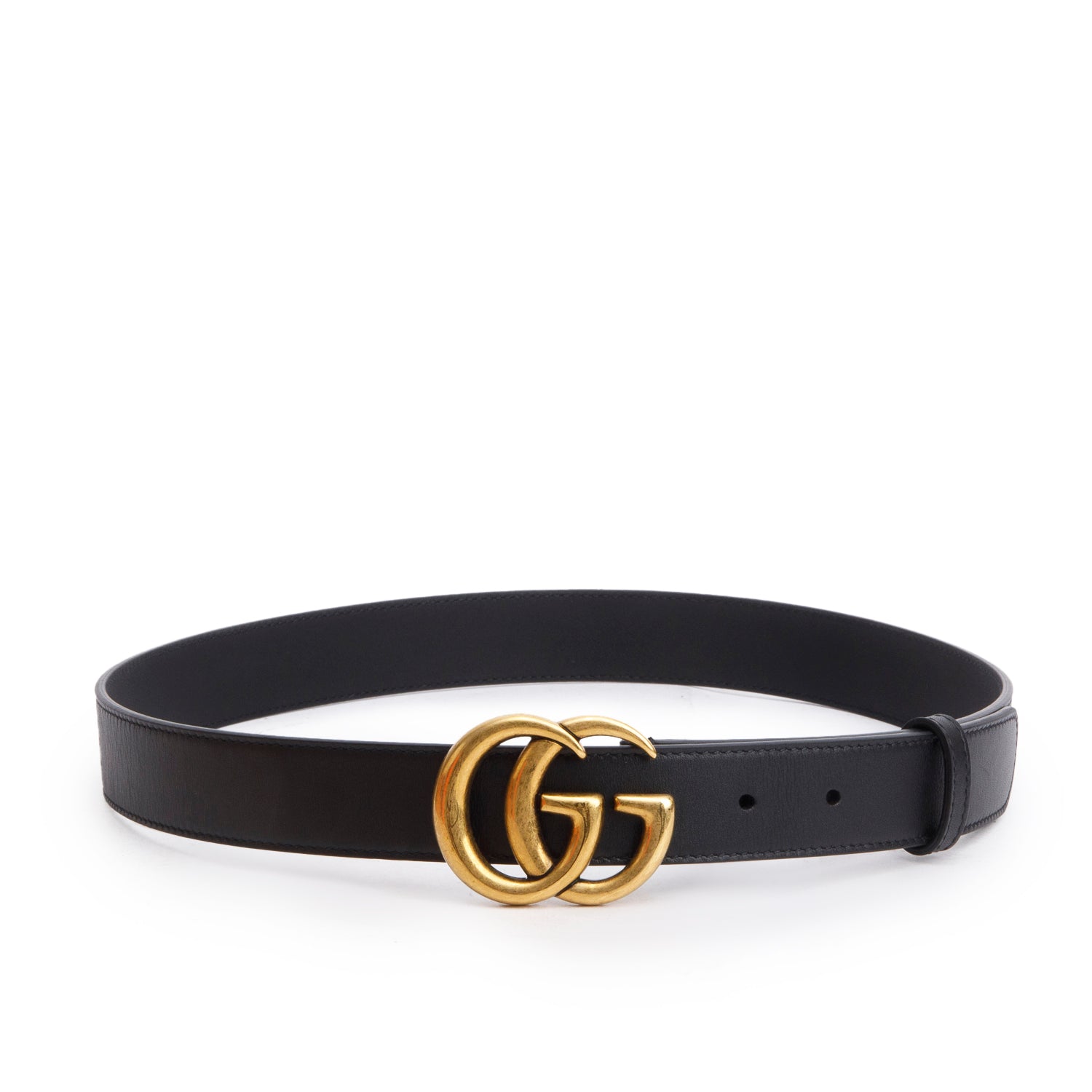 Gucci Black Calfskin Double G Belt 85 34 w/ Box