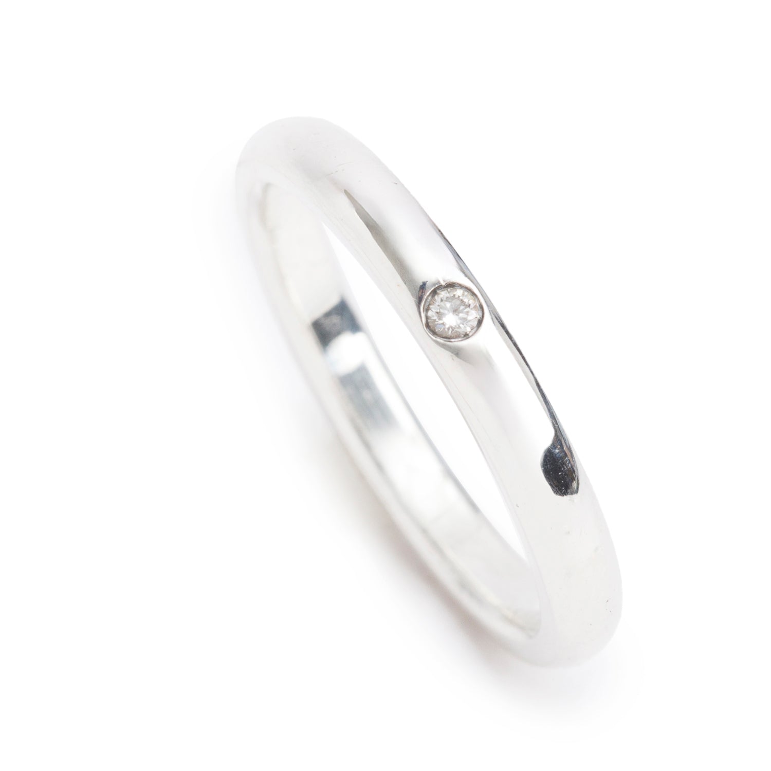 Tiffany & Co. Elsa Peretti Sterling Silver Diamond Band Ring, Size 6
