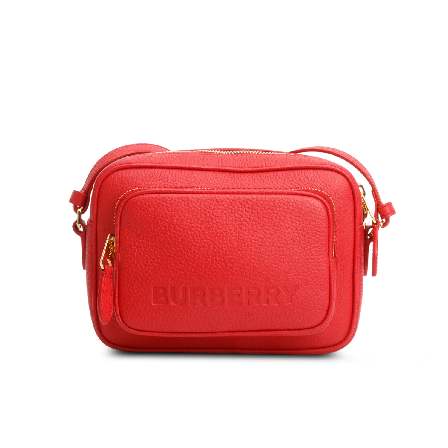 Burberry Red Calfskin Monogram Embossed Paddy Camera Bag