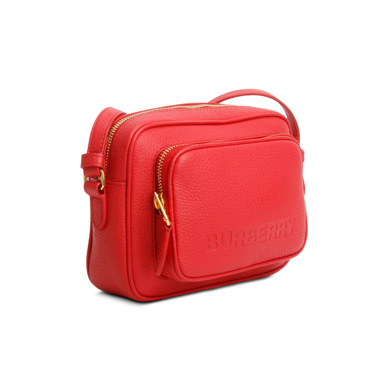 Burberry Red Calfskin Monogram Embossed Paddy Camera Bag