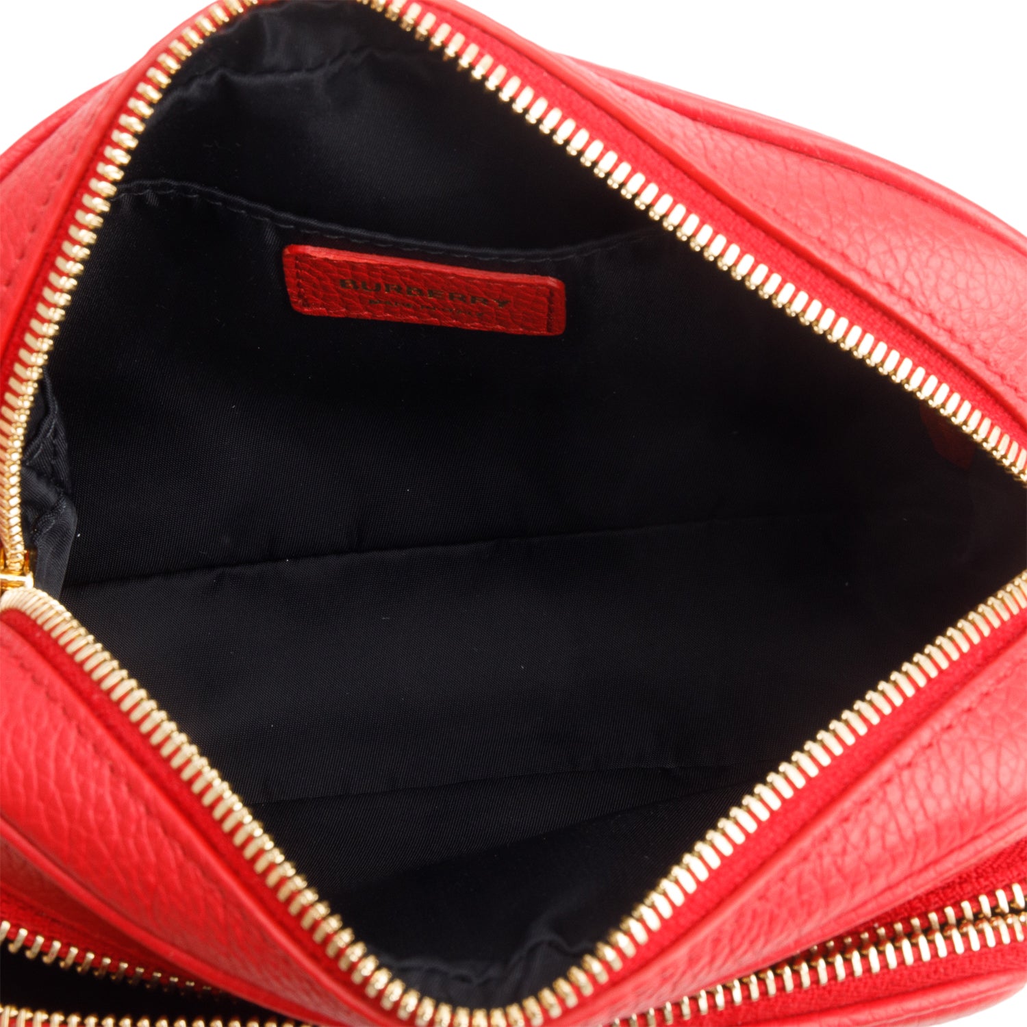 Burberry Red Calfskin Monogram Embossed Paddy Camera Bag