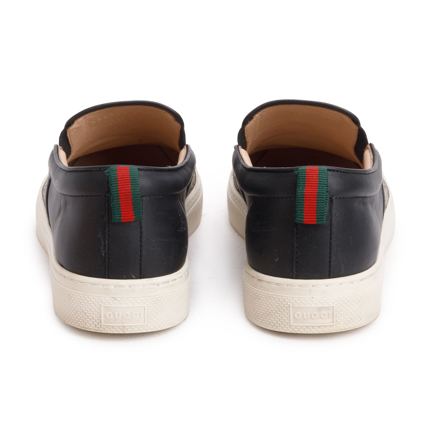 Gucci GG Monogram Supreme Canvas/Calfskin Tiger Slip On Sneakers, Men's Size 11 w/ Box