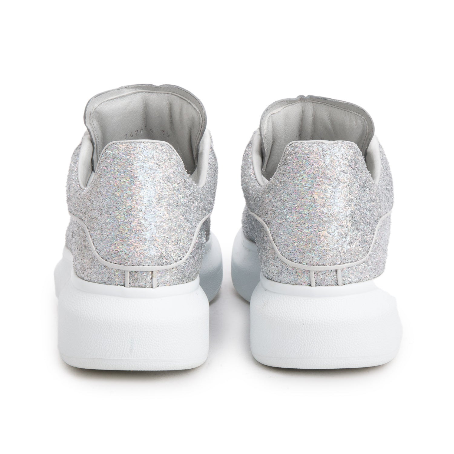 Alexander McQueen Silver Glitter Oversized Sneakers, Women's Size 39 w/ Box