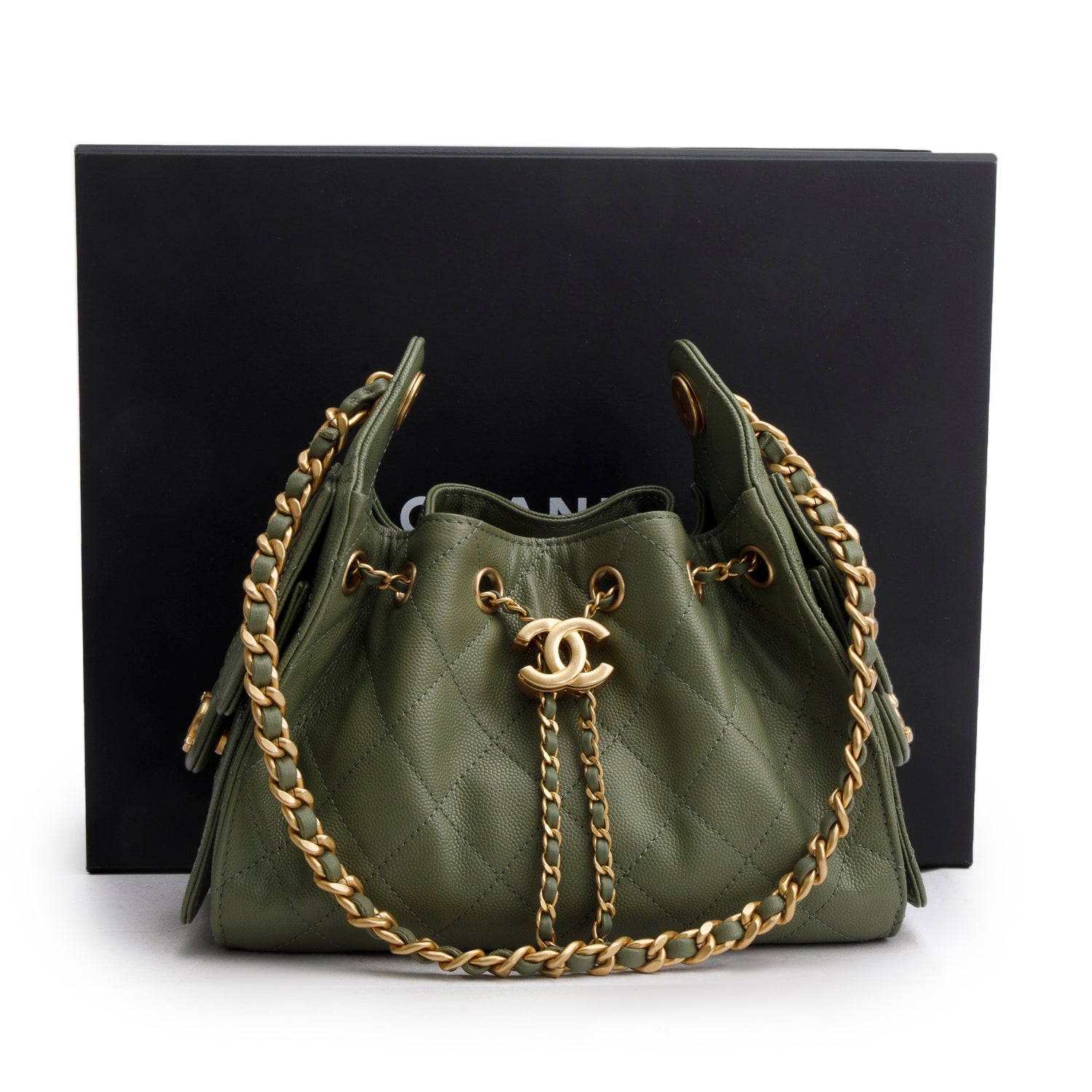 Chanel 2025 Green Caviar Quilted Mini Chanel 25 Handbag w/ Box & Receipt