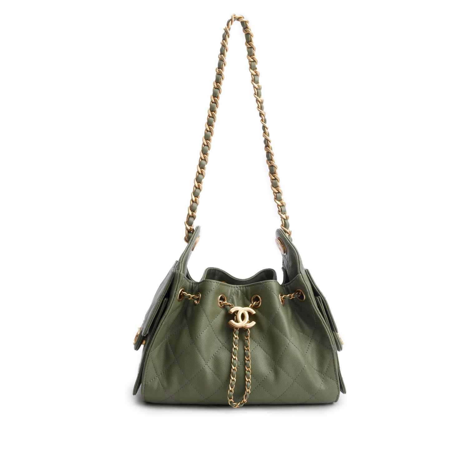 Chanel 2025 Green Caviar Quilted Mini Chanel 25 Handbag w/ Box & Receipt