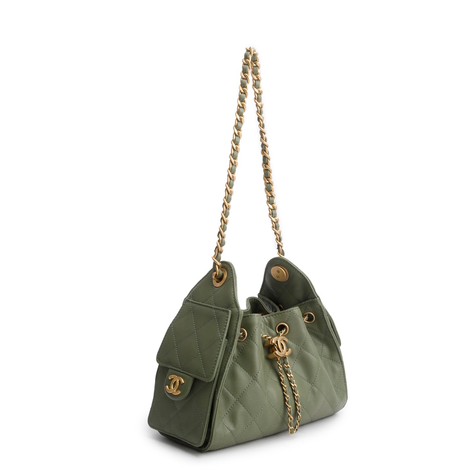 Chanel 2025 Green Caviar Quilted Mini Chanel 25 Handbag w/ Box & Receipt