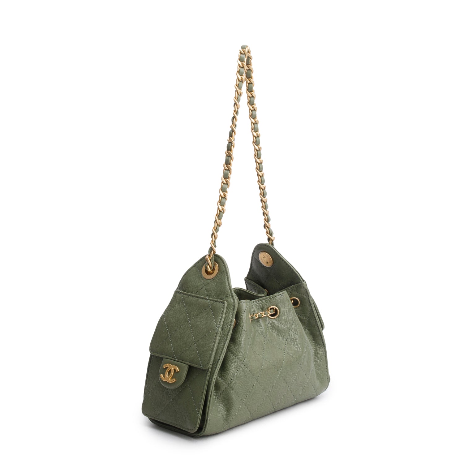 Chanel 2025 Green Caviar Quilted Mini Chanel 25 Handbag w/ Box & Receipt