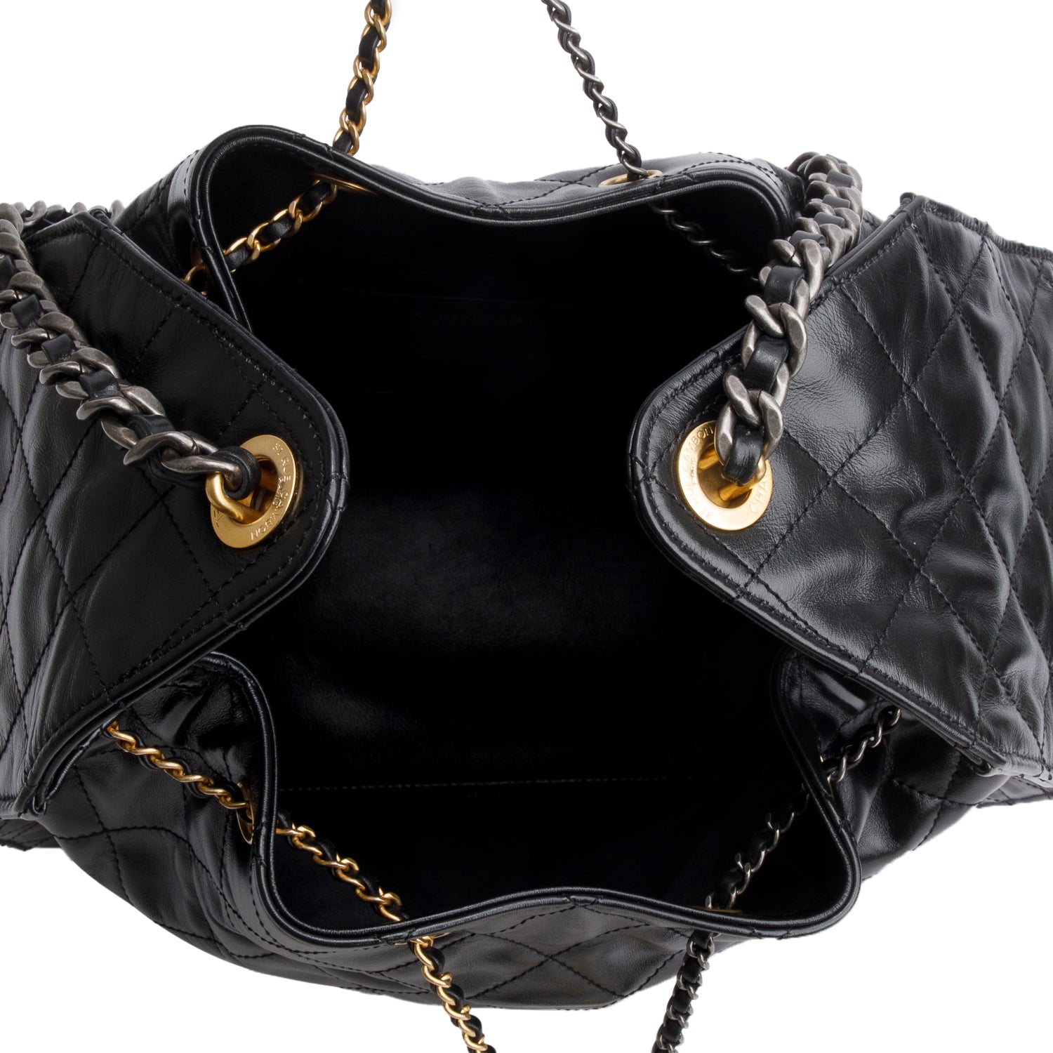 Chanel 2025 Black Shiny Calfskin Quilted Medium 25 Handbag w/ Box, Pouch & Receipt