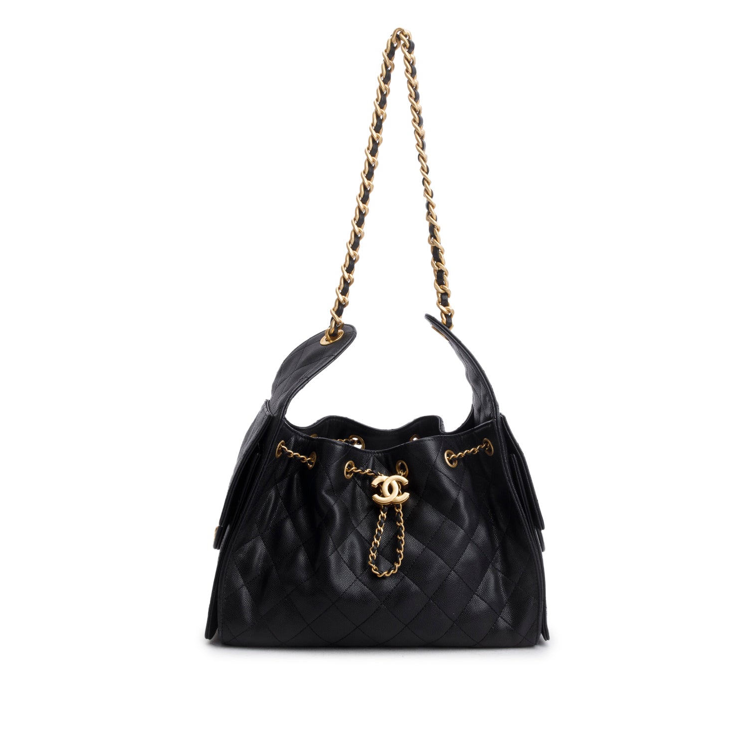 Chanel Black Caviar Quilted Small 25 Handbag w/ Box