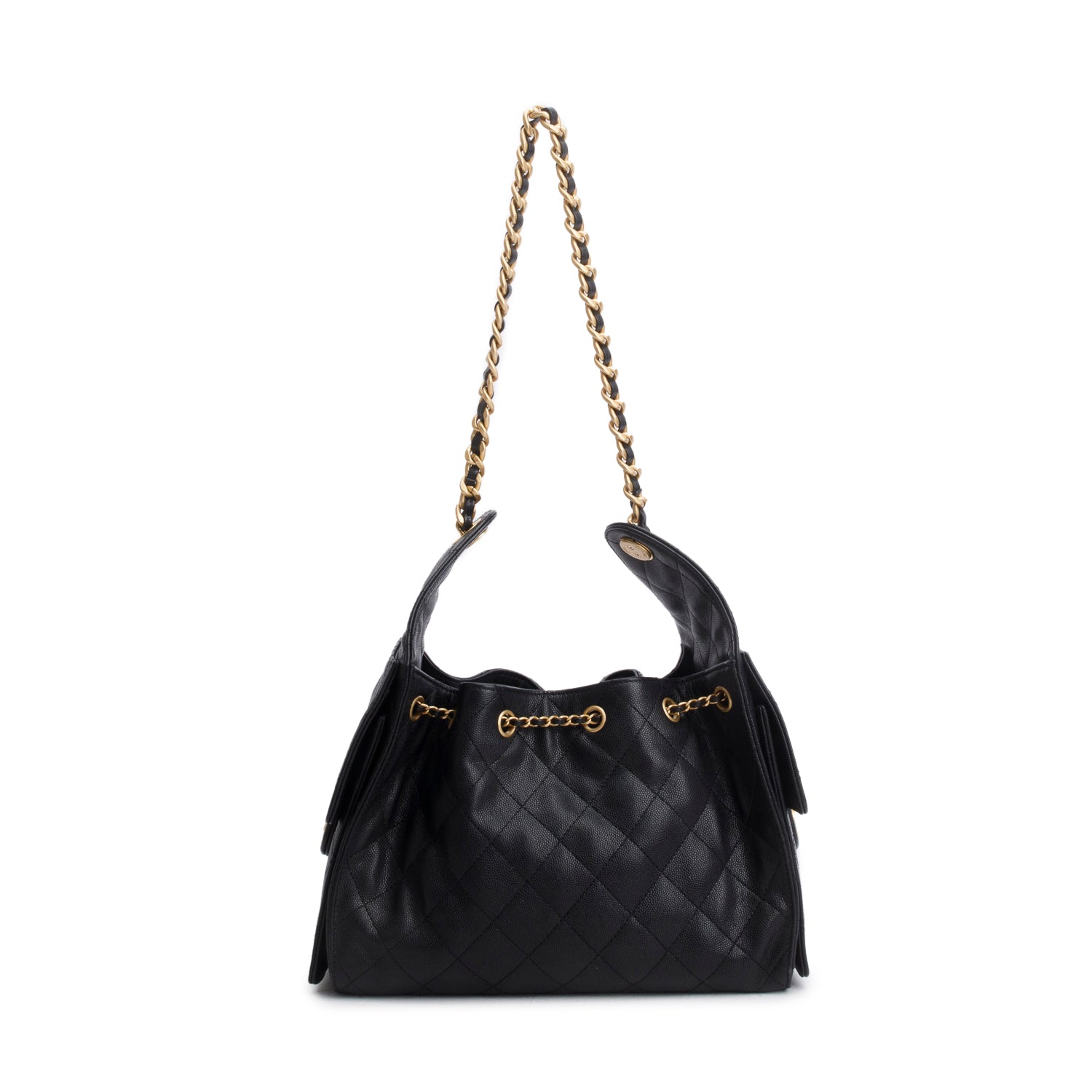 Chanel Black Caviar Quilted Small 25 Handbag w/ Box