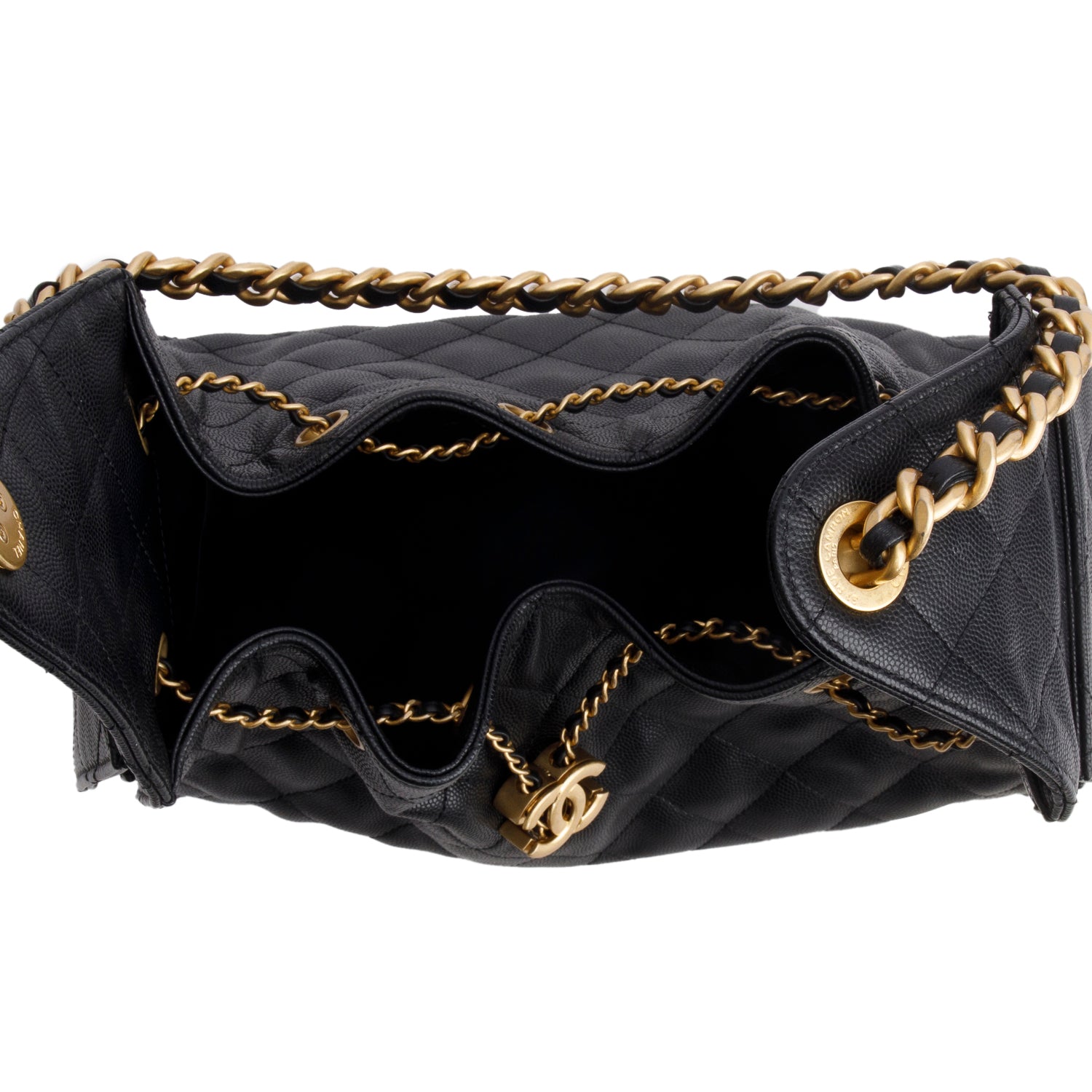 Chanel Black Caviar Quilted Small 25 Handbag w/ Box