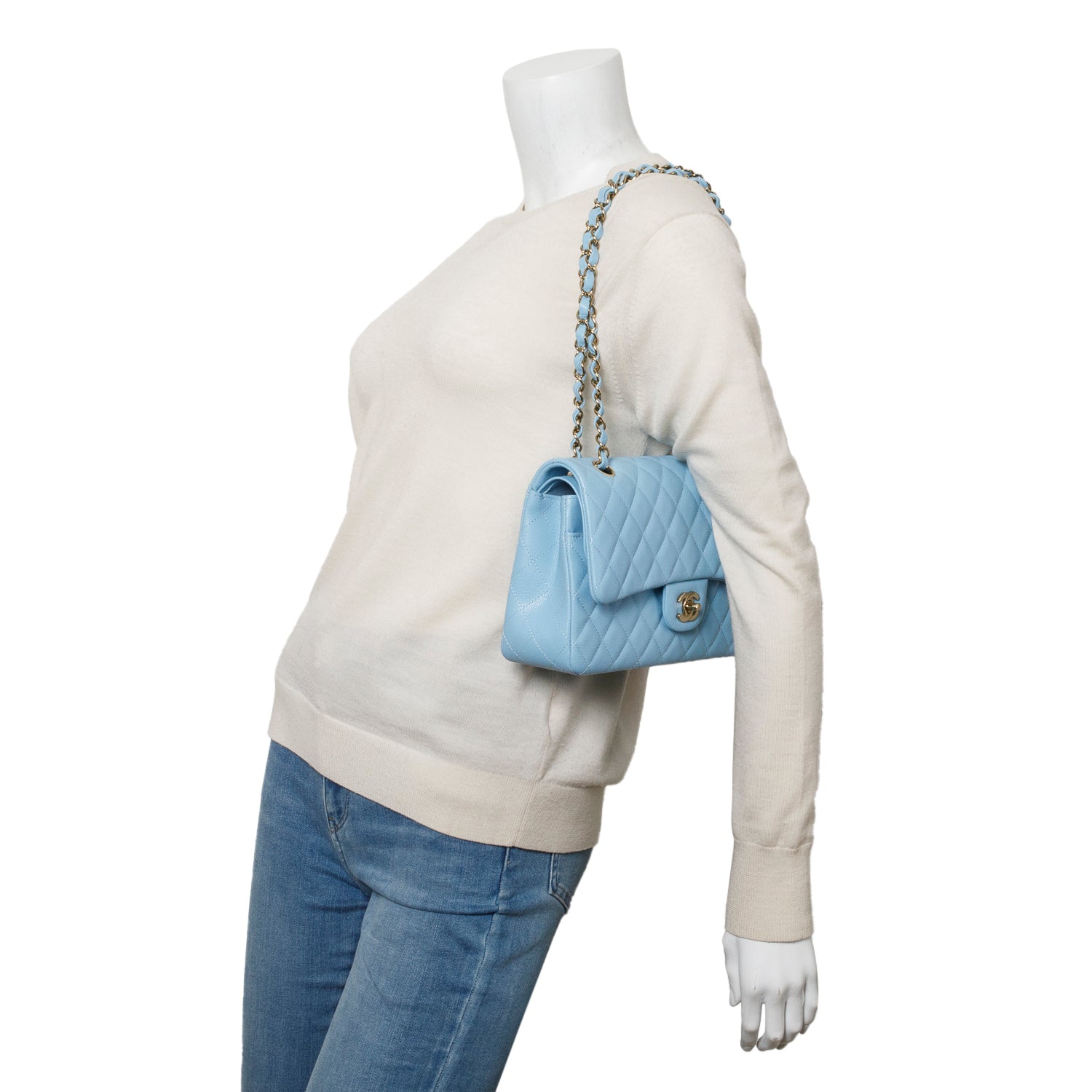 Chanel Blue Caviar Quilted Medium Double Flap w/ Box