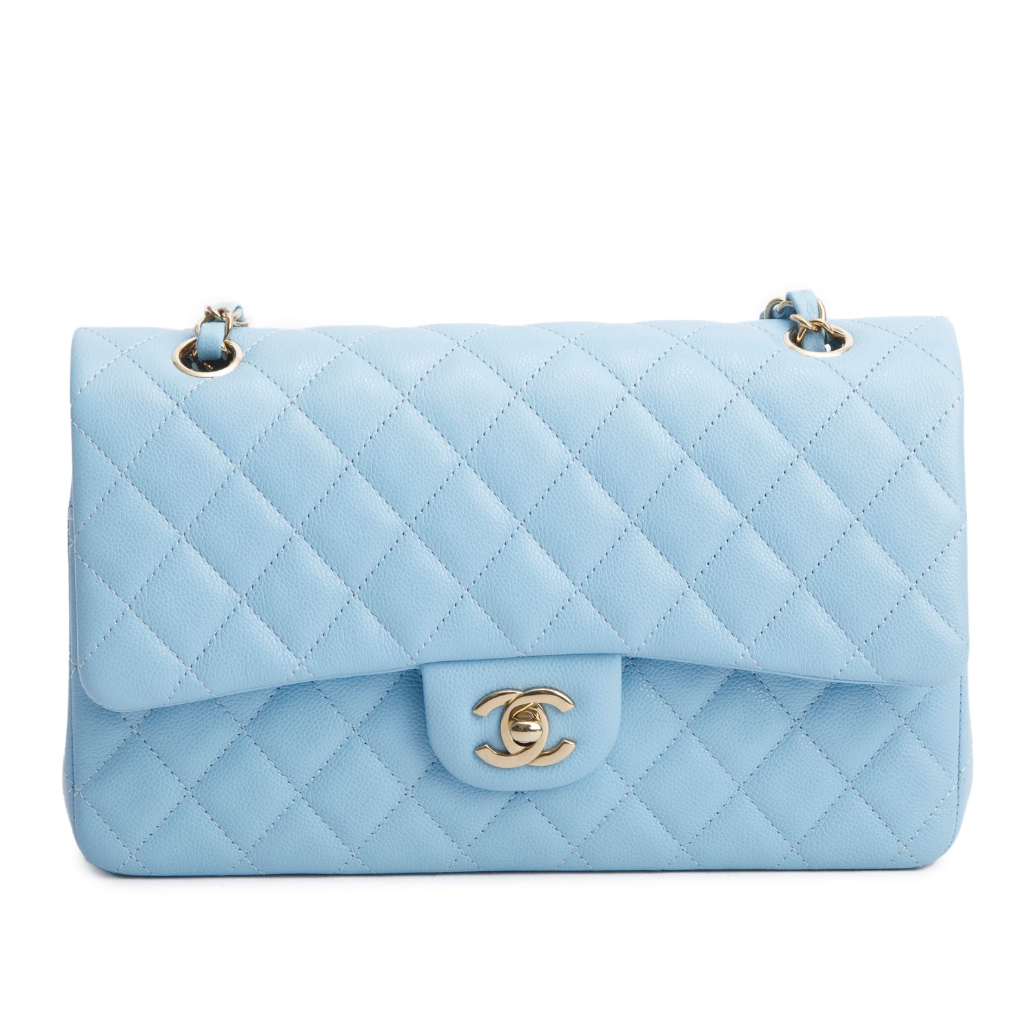 Chanel Blue Caviar Quilted Medium Double Flap w/ Box