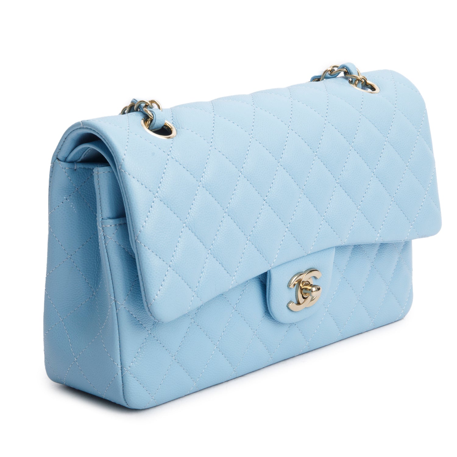 Chanel Blue Caviar Quilted Medium Double Flap w/ Box