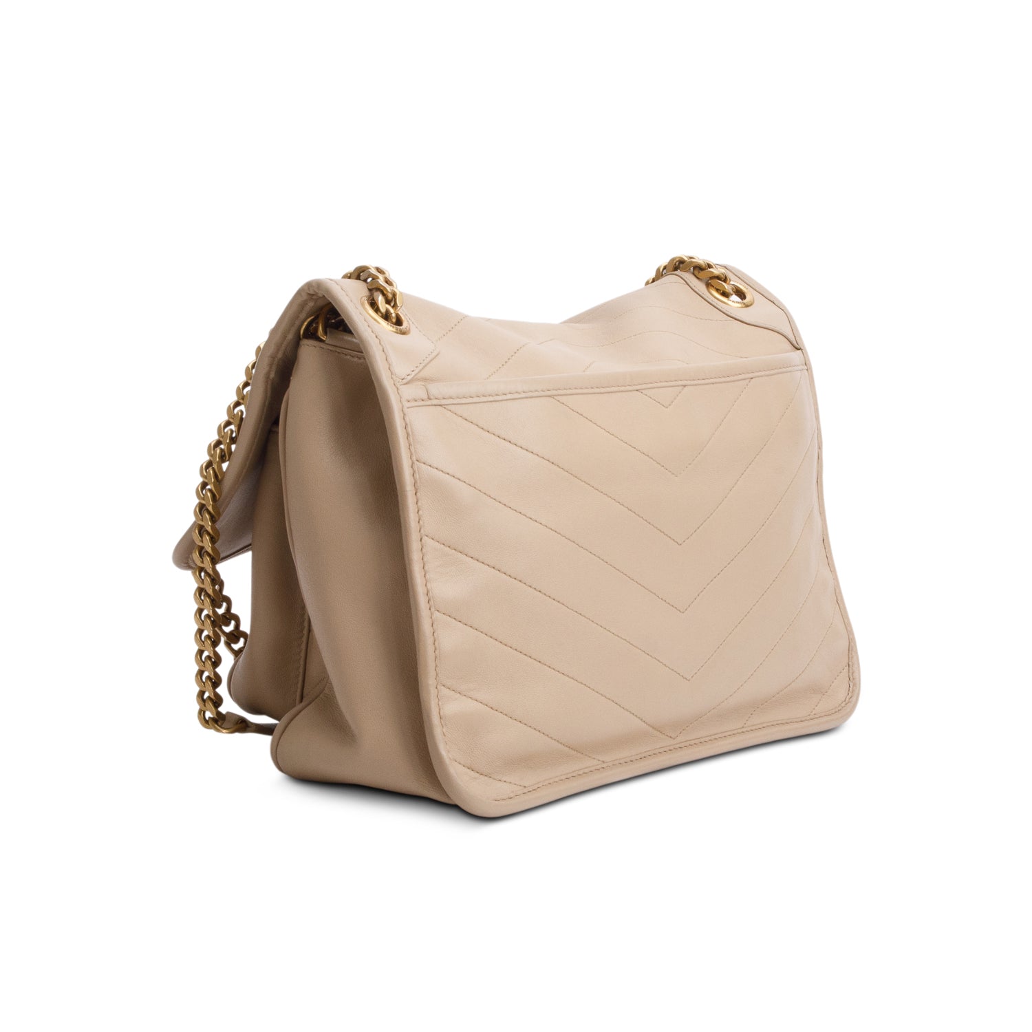 Saint Laurent 2022 Beige Lambskin Matelasse Monogram Medium Niki Chain Satchel