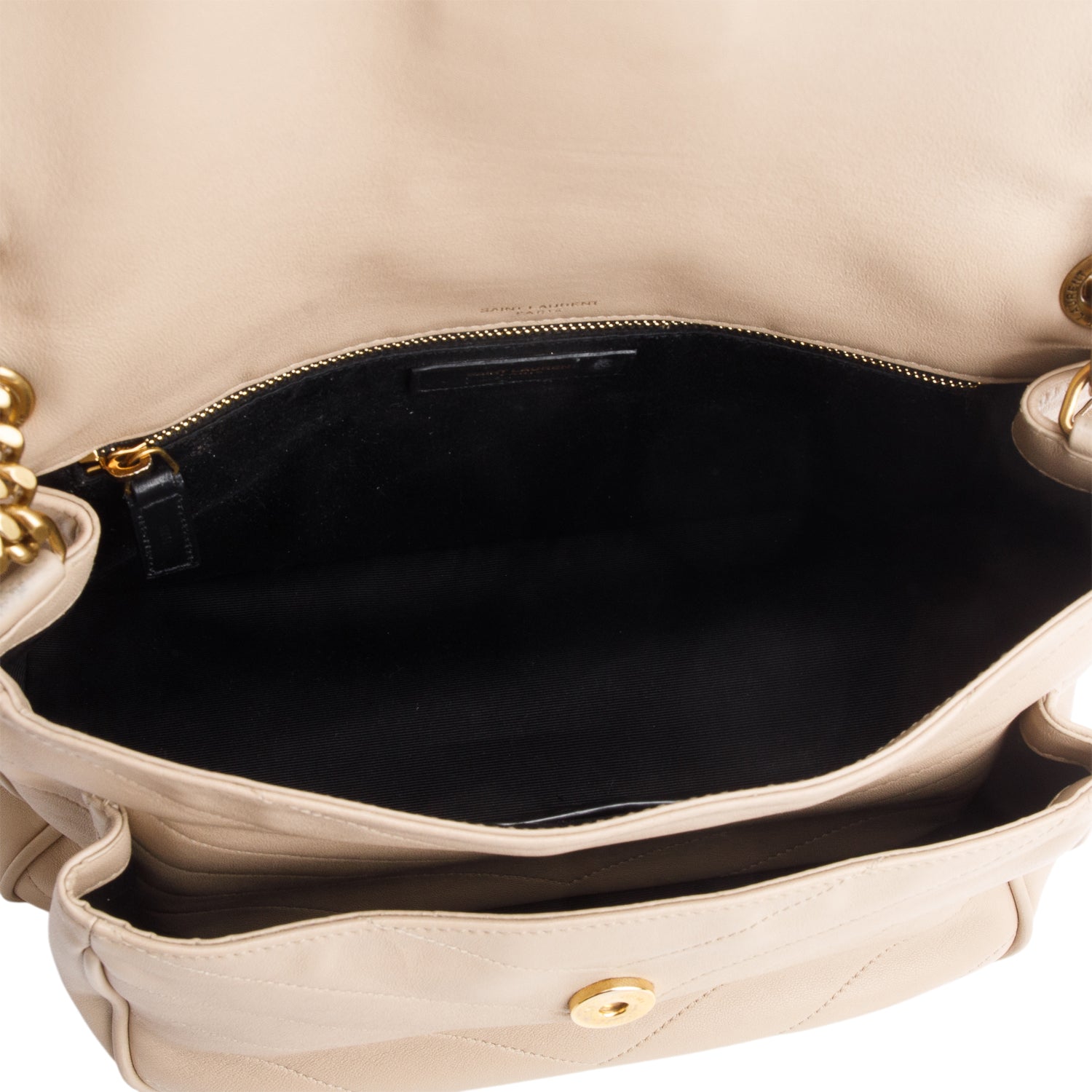Saint Laurent 2022 Beige Lambskin Matelasse Monogram Medium Niki Chain Satchel