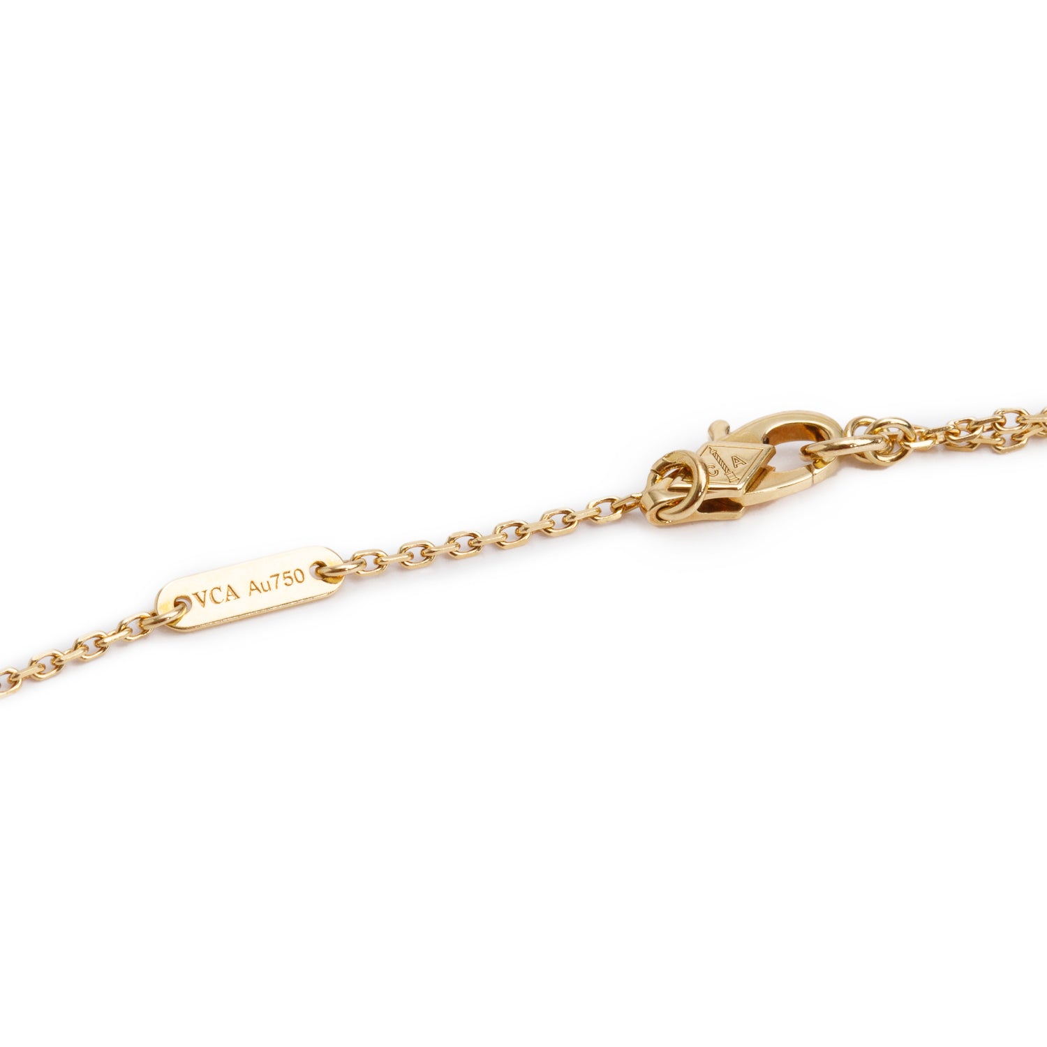 Van Cleef & Arpels 18k Yellow Gold Sweet Alhambra Mother of Pearl Pendant Necklace w/ Box & Certificate