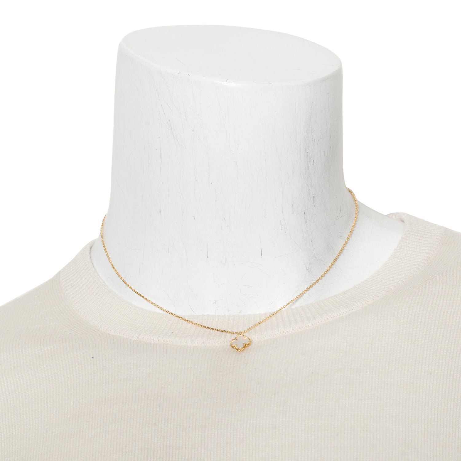 Van Cleef & Arpels 18k Yellow Gold Sweet Alhambra Mother of Pearl Pendant Necklace w/ Box & Certificate
