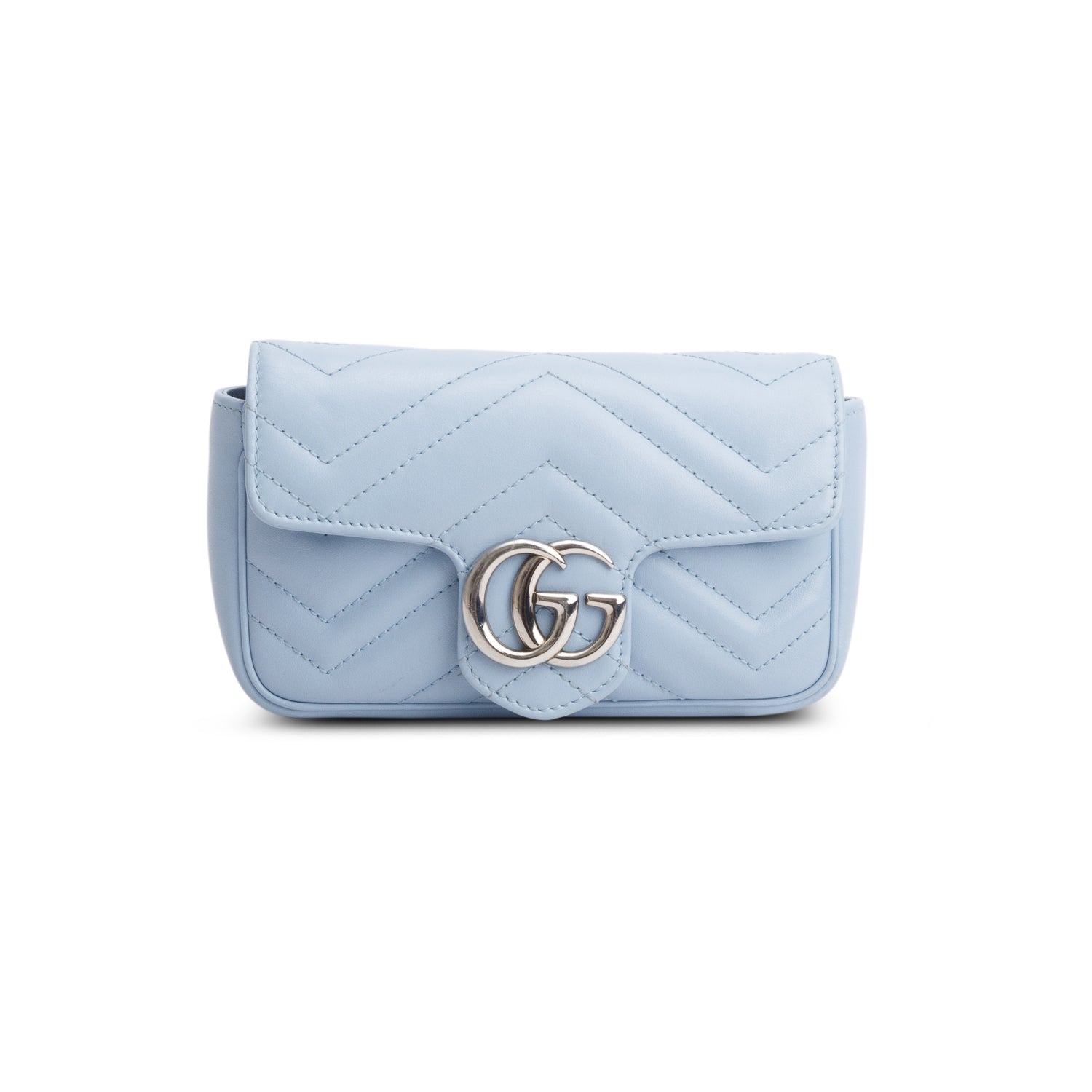 Gucci Blue GG Marmont Matelasse Leather Super Mini Bag