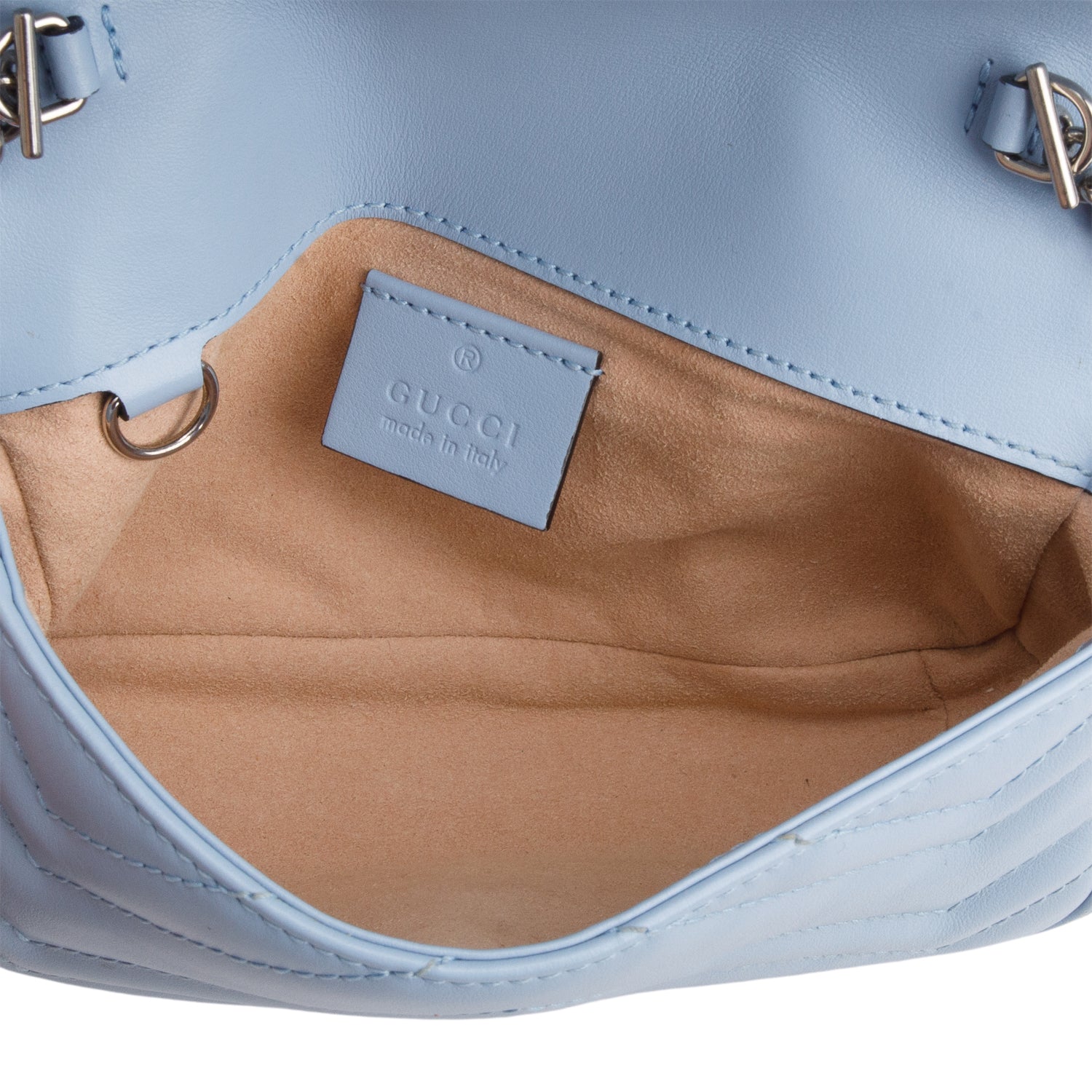 Gucci Blue GG Marmont Matelasse Leather Super Mini Bag