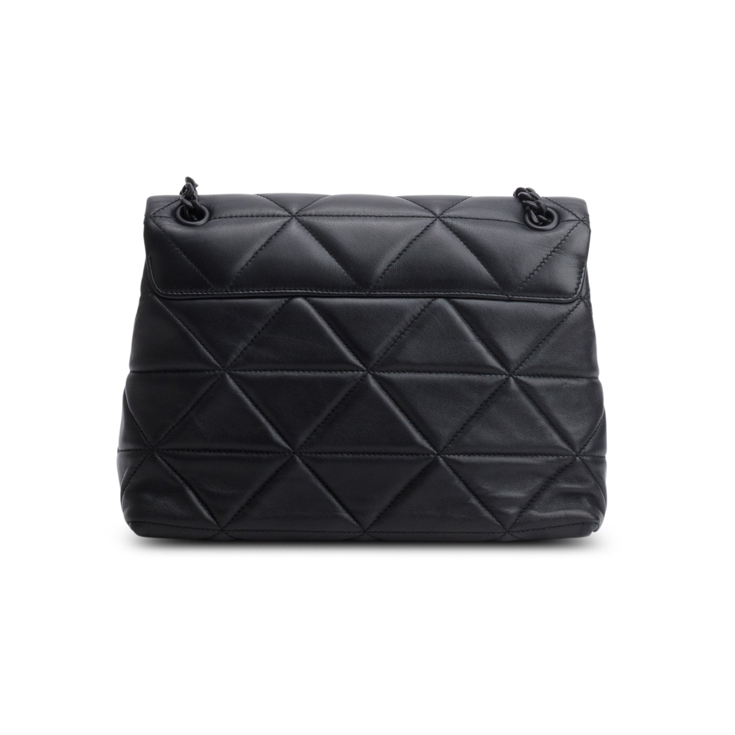 Prada 2021 Black Nappa Triangle Stiched Medium Spectrum Bag w/ Authenticity Card