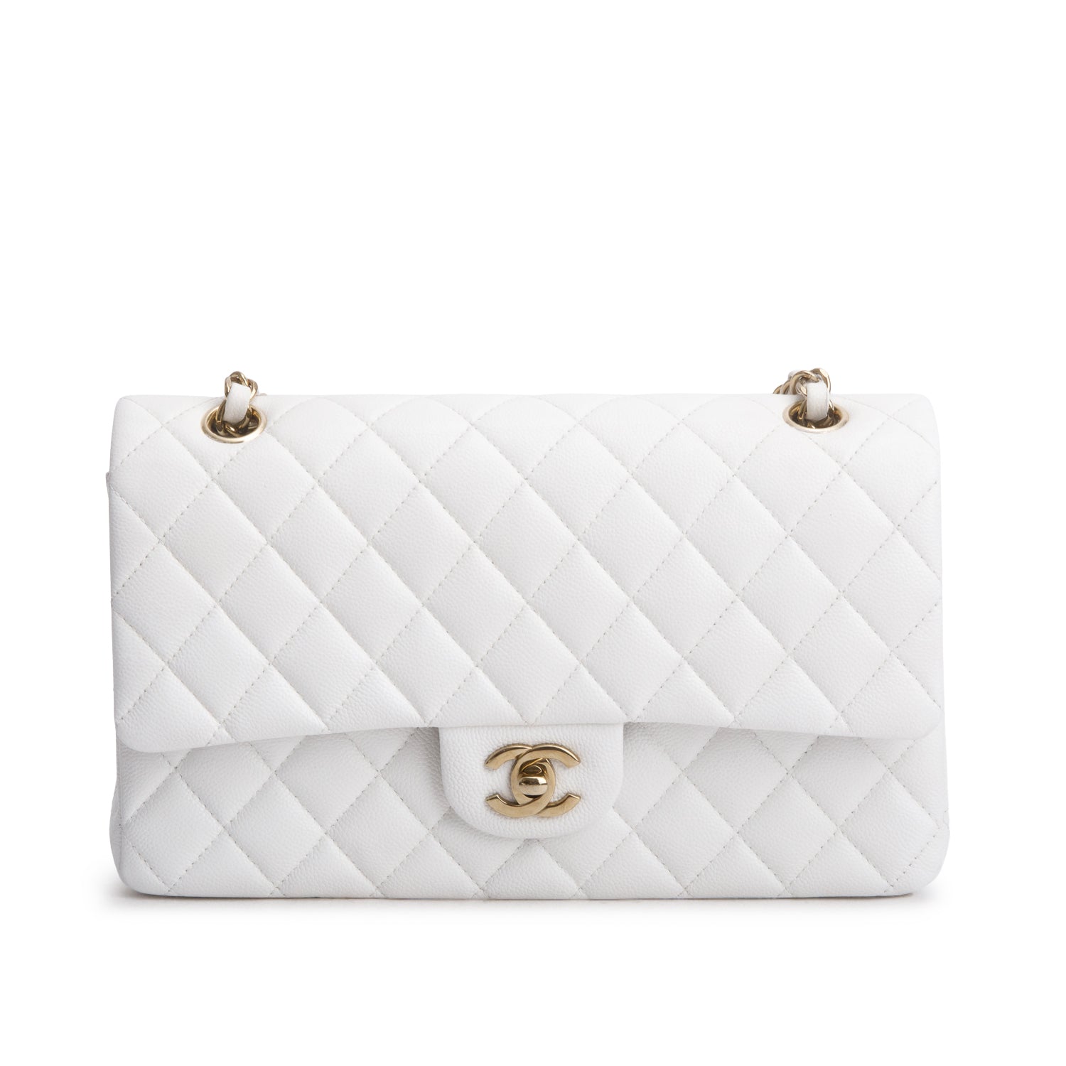 Chanel White Caviar Quilted Medium Double Flap
