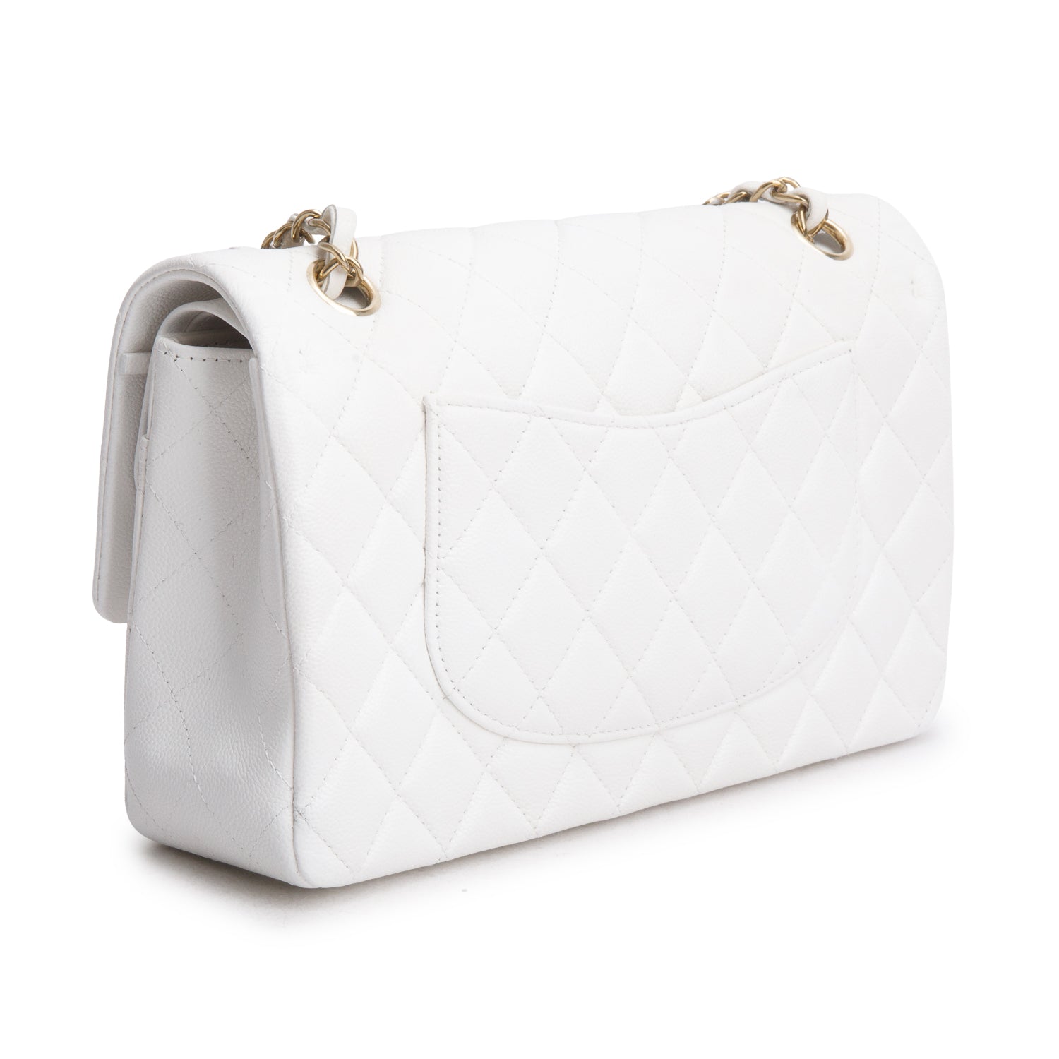 Chanel White Caviar Quilted Medium Double Flap