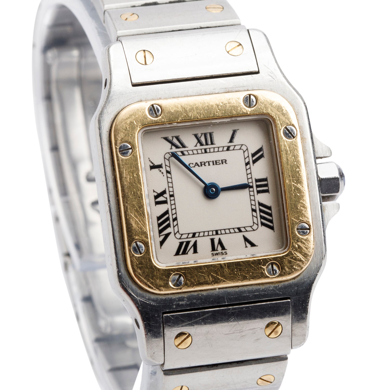 Cartier Stainless Steel & 18k Yellow Gold Santos De Cartier Galbee Quartz Watch, Small Model 1567