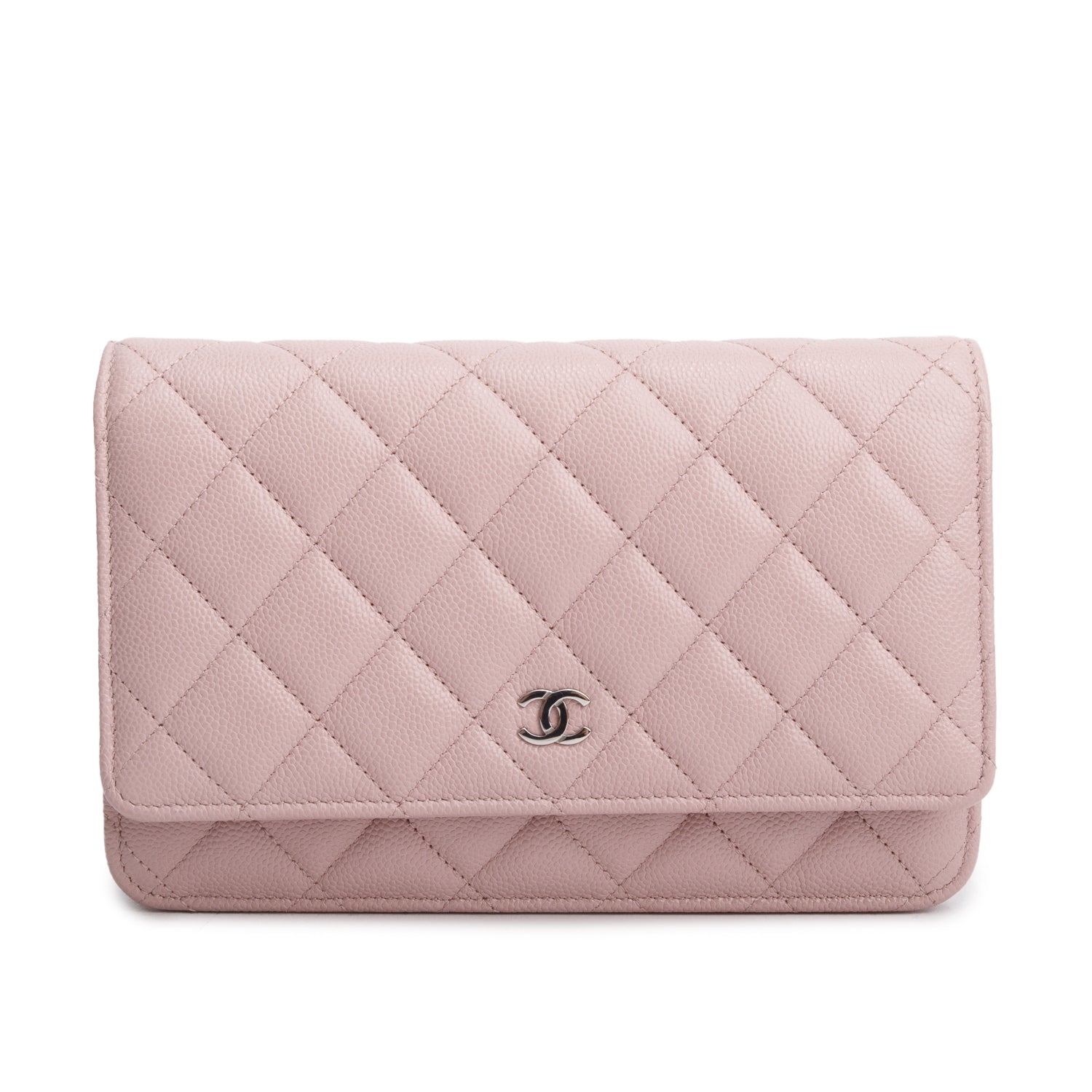 Chanel Pink Caviar Quilted Classic Wallet on Chain