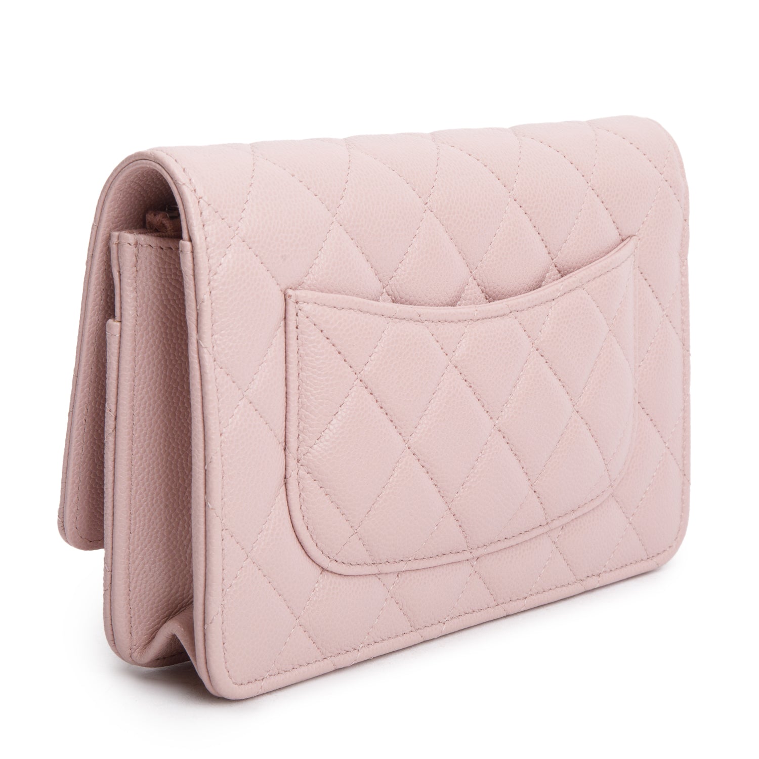 Chanel Pink Caviar Quilted Classic Wallet on Chain
