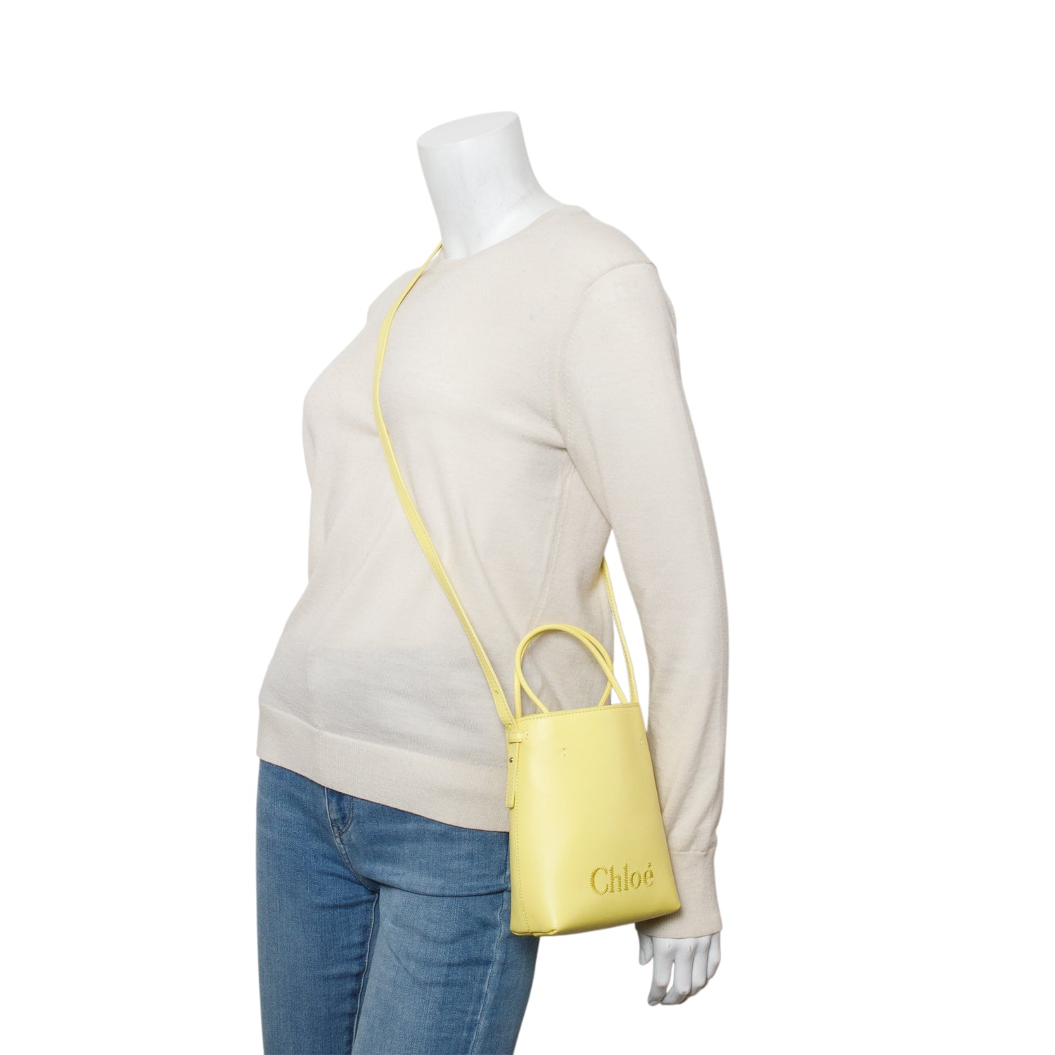 Chloe 2023 Calfskin Leather Micro Sense Tote w/ Strap & Authenticity Card