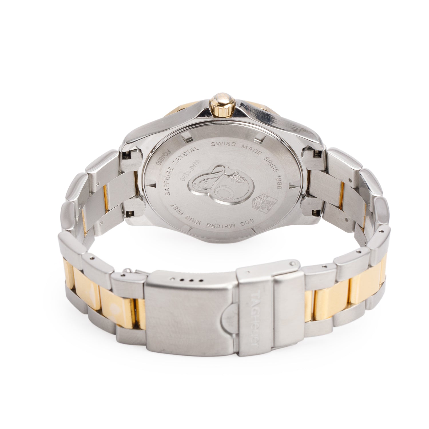 Tag Heuer Stainless Steel & Yellow Gold Plated Aquaracer 39 MM Quartz Watch Silver Dial WAF1120