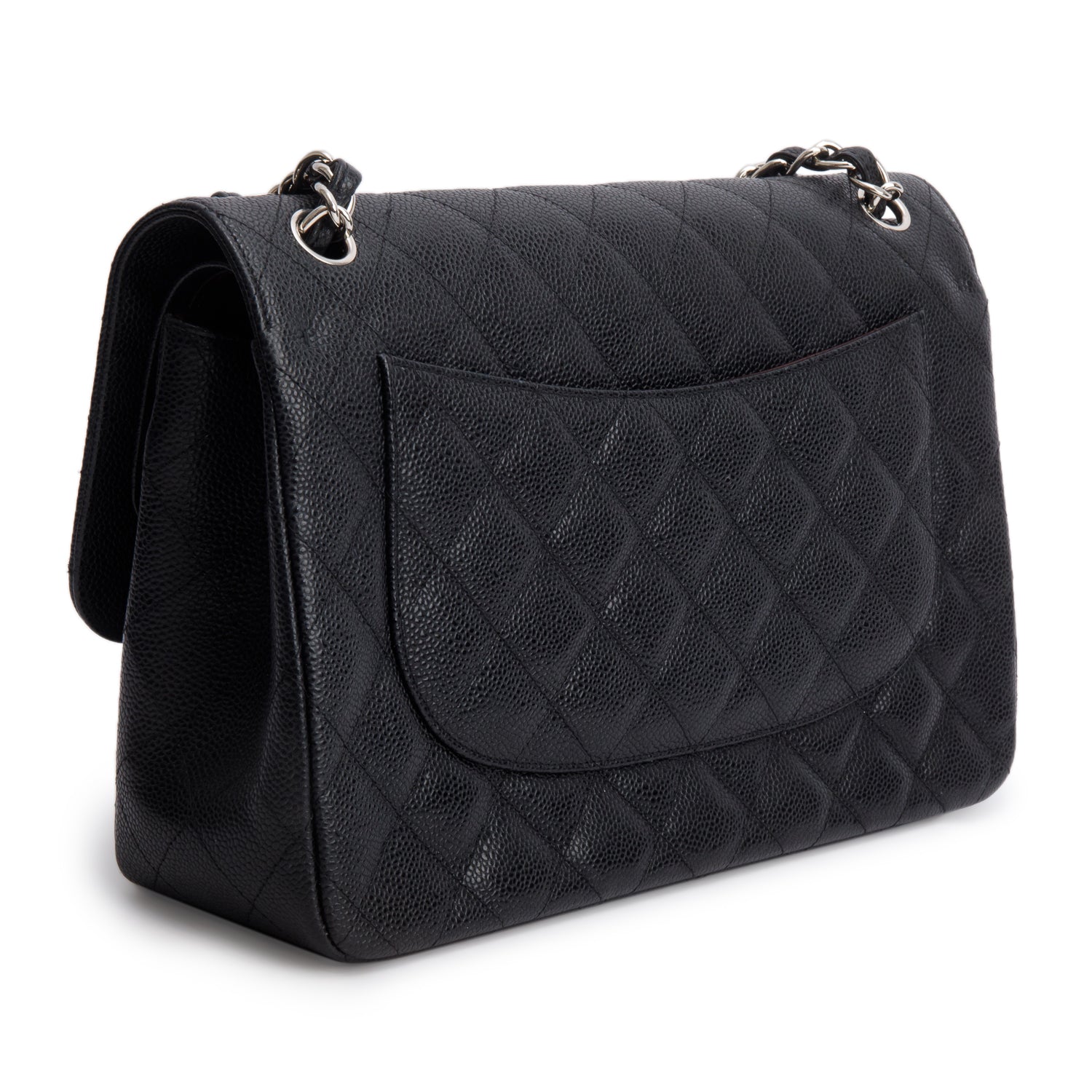 Chanel Black Caviar Jumbo Classic Double Flap Bag w/ Box & Receipt
