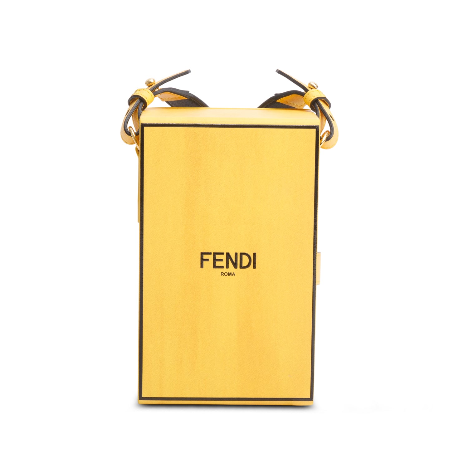Fendi Yellow Vitello Logo Vertical Box Bag w/ Box