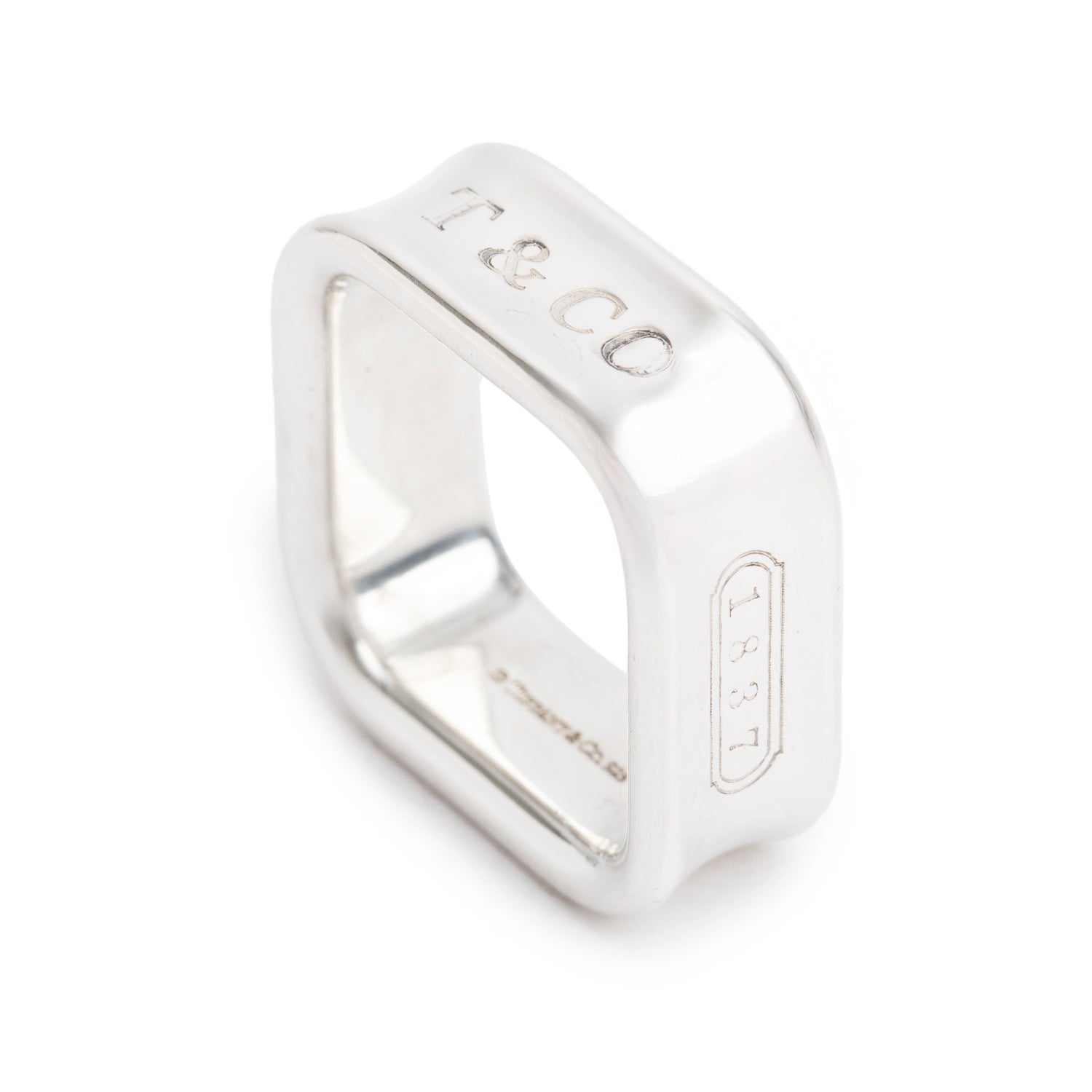 Tiffany & Co. Sterling Silver 1837 Square Ring, Size 5.25