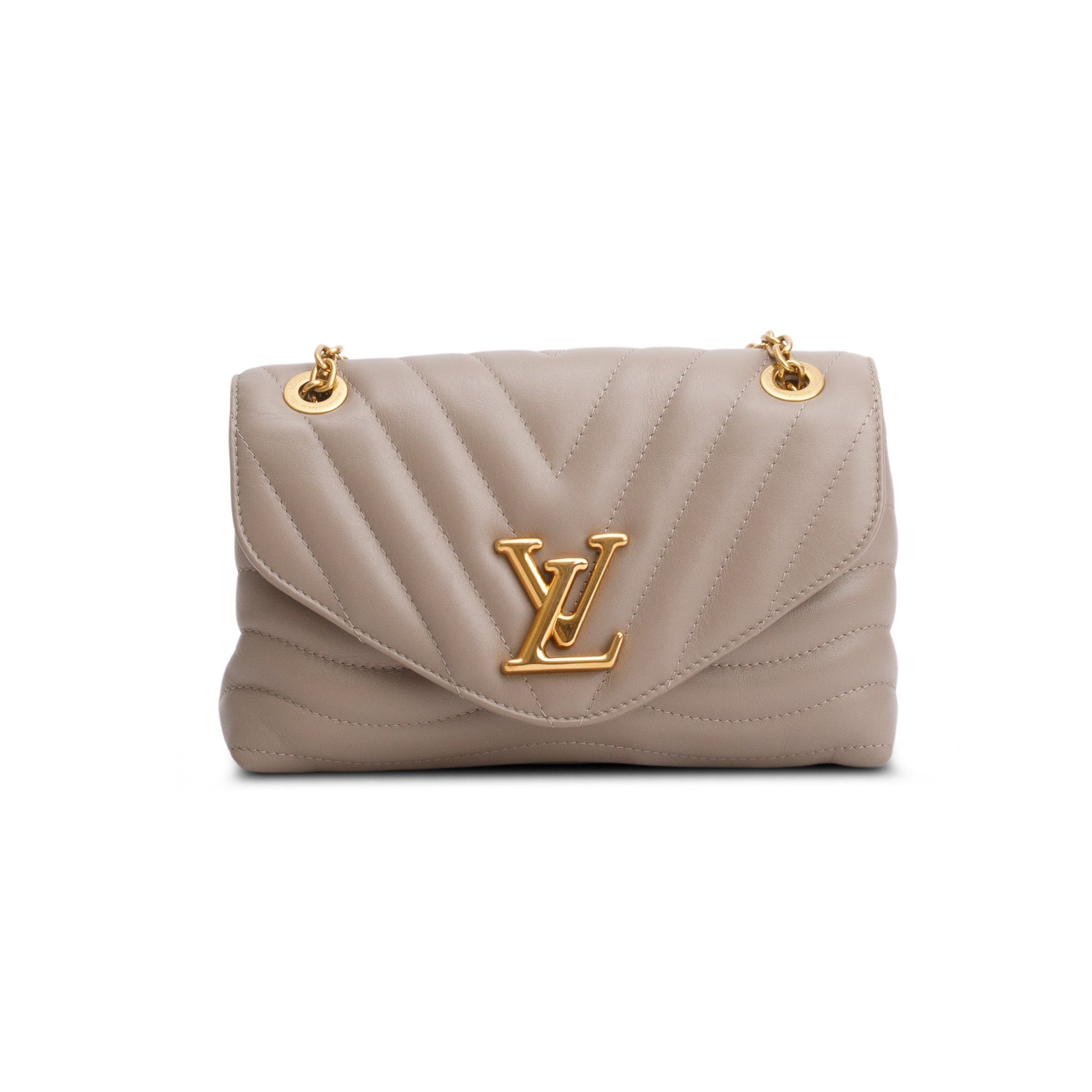 Louis Vuitton Taupe Calfskin LV New Wave Chain Bag
