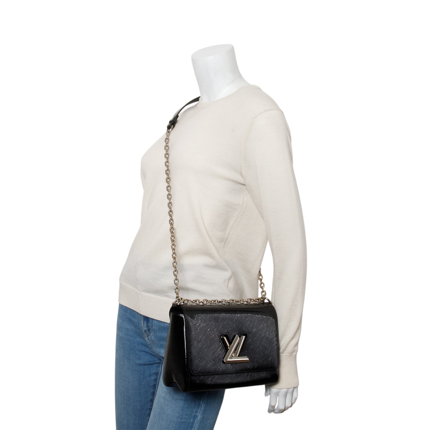 Louis Vuitton Black Patent Epi Leather Twist Shoulder Bag MM