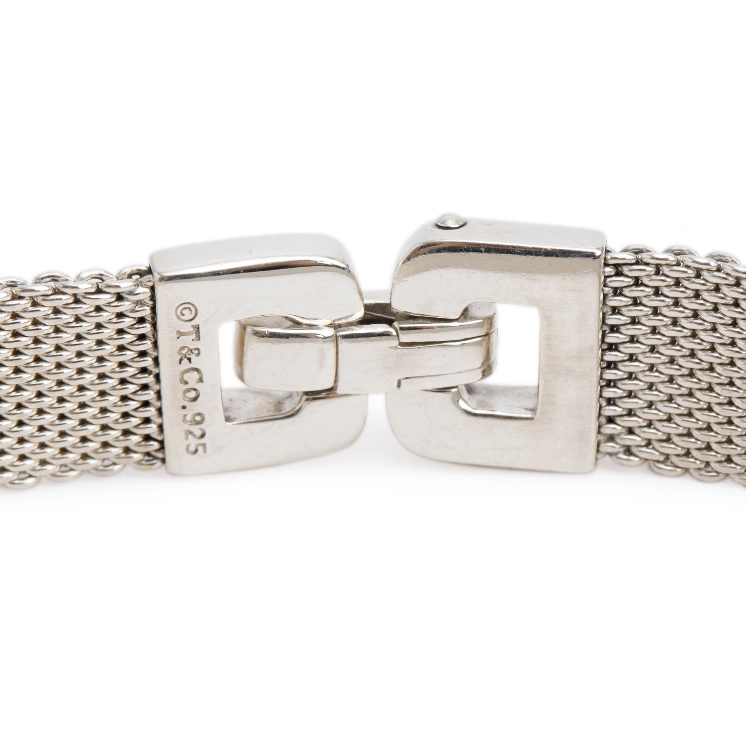 Tiffany & Co. Sterling Silver Somerset Mesh Buckle Bracelet