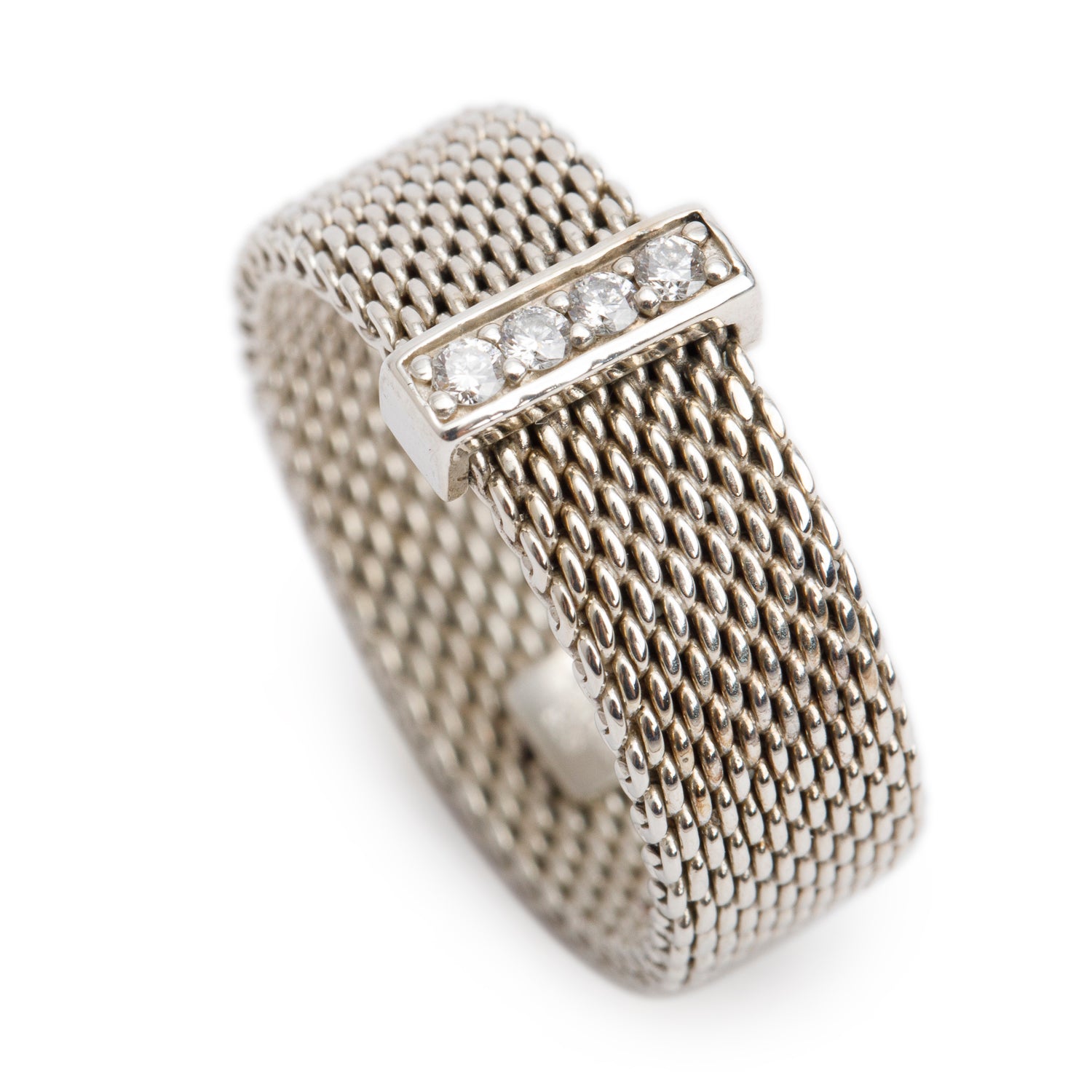 Tiffany & Co. Sterling Silver Diamond Somerset Ring, Size 6.25