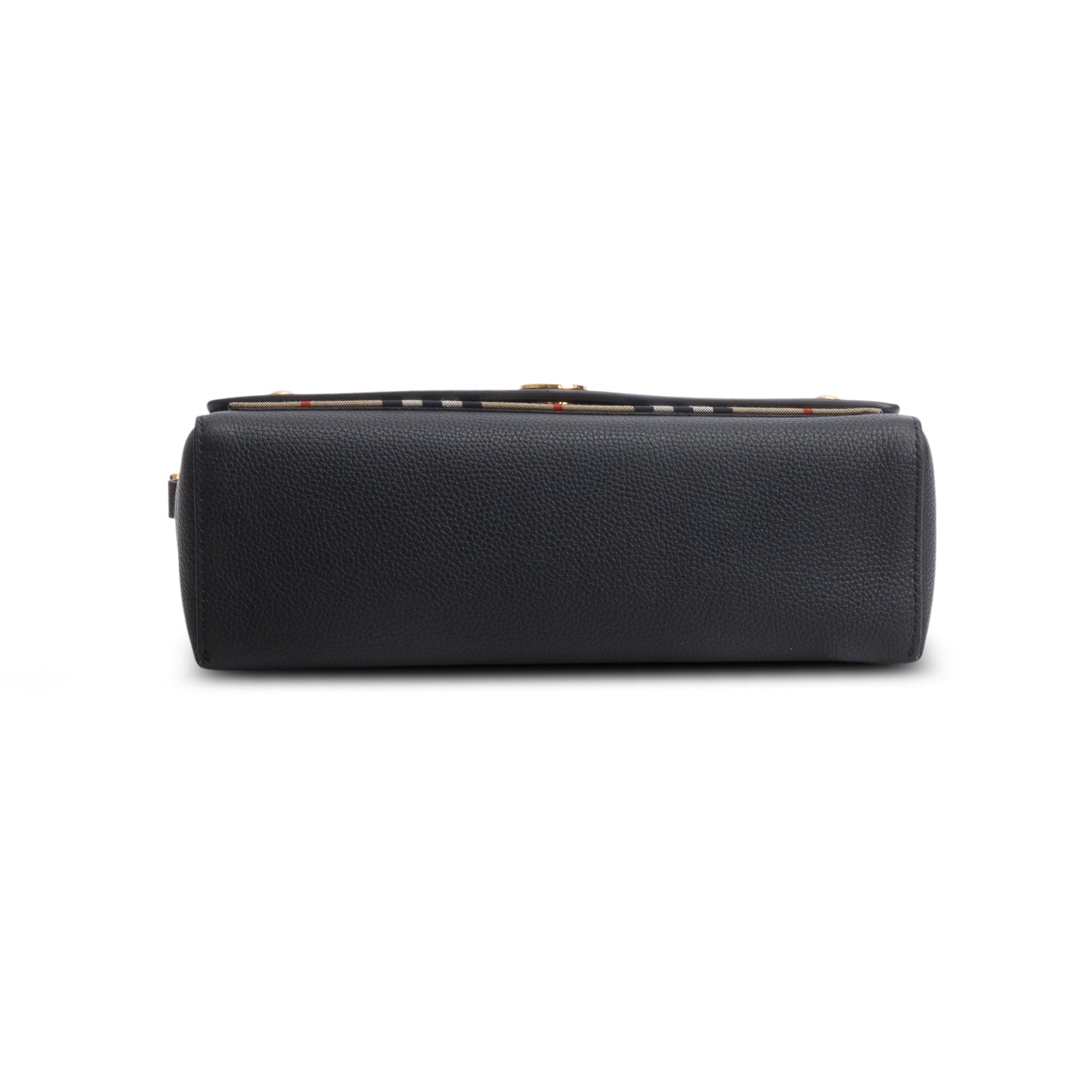 Burberry Black Coated Canvas Calfskin Vintage Check Medium Note Crossbody Bag