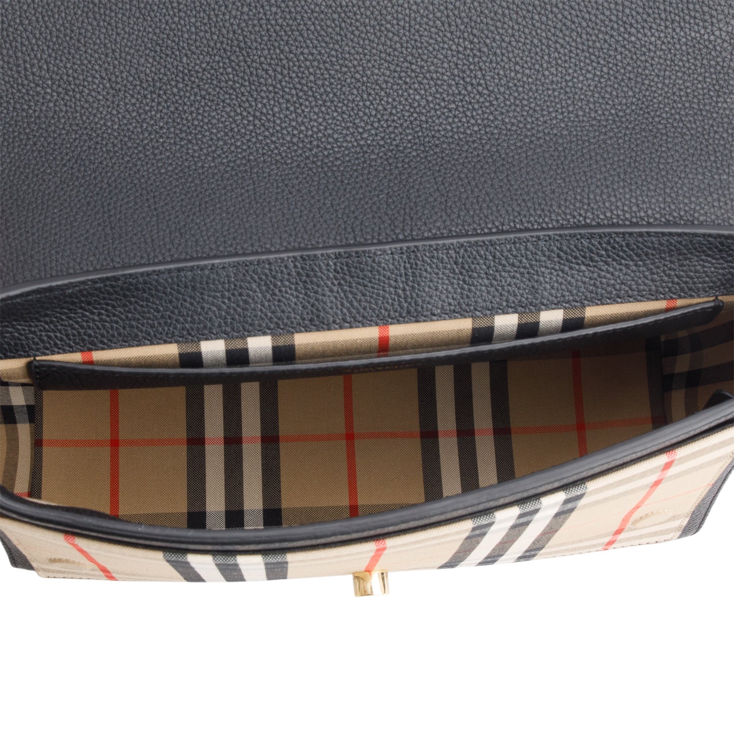 Burberry Black Coated Canvas Calfskin Vintage Check Medium Note Crossbody Bag