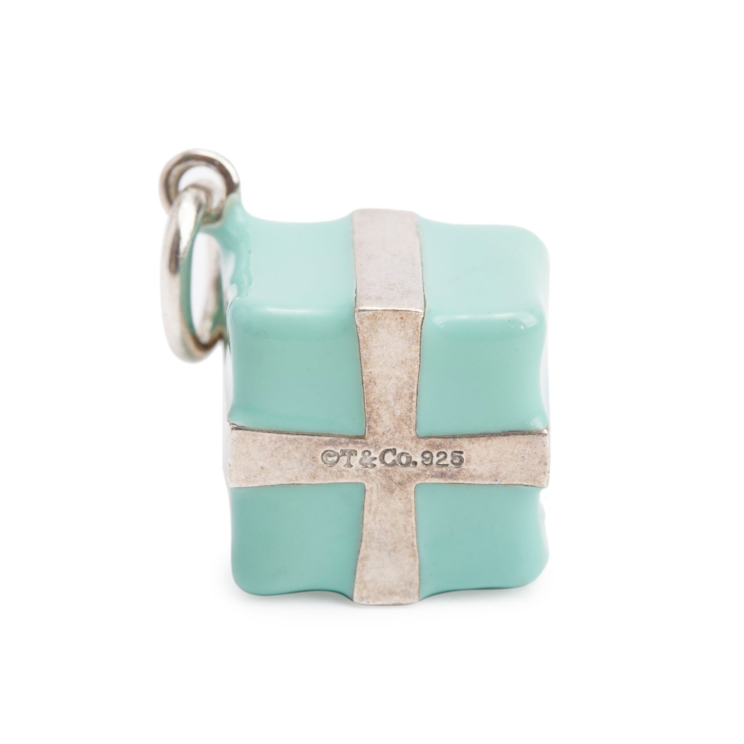 Tiffany & Co. Sterling Silver Blue Enamel Present Box Charm